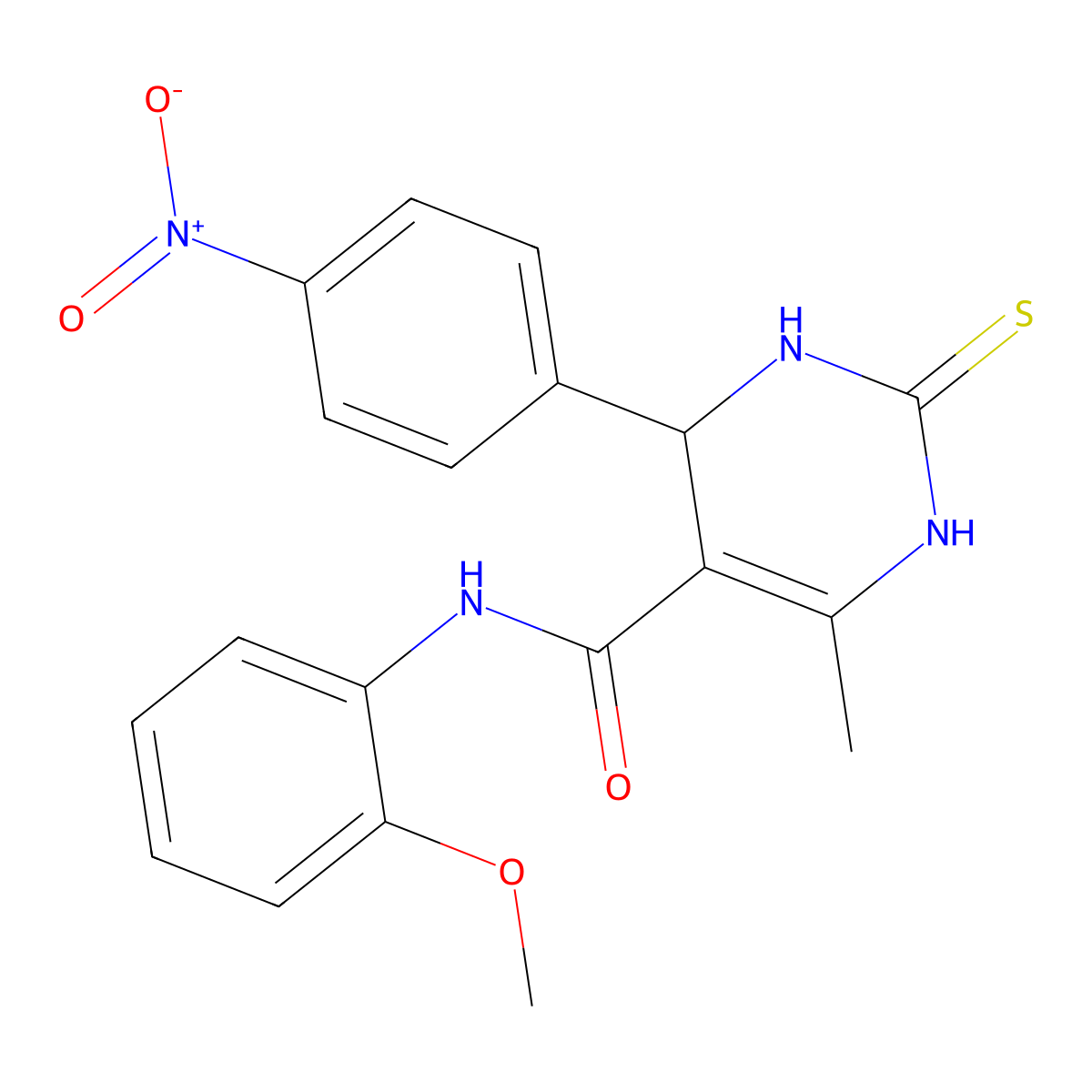 N-(2-methoxyphenyl)-6-methyl-4-(4-nitrophenyl)-2-sulfanylidene-1,2,3,4-tetrahydropyrimidine-5-carboxamide molecular structure, CAS 332373-02-1