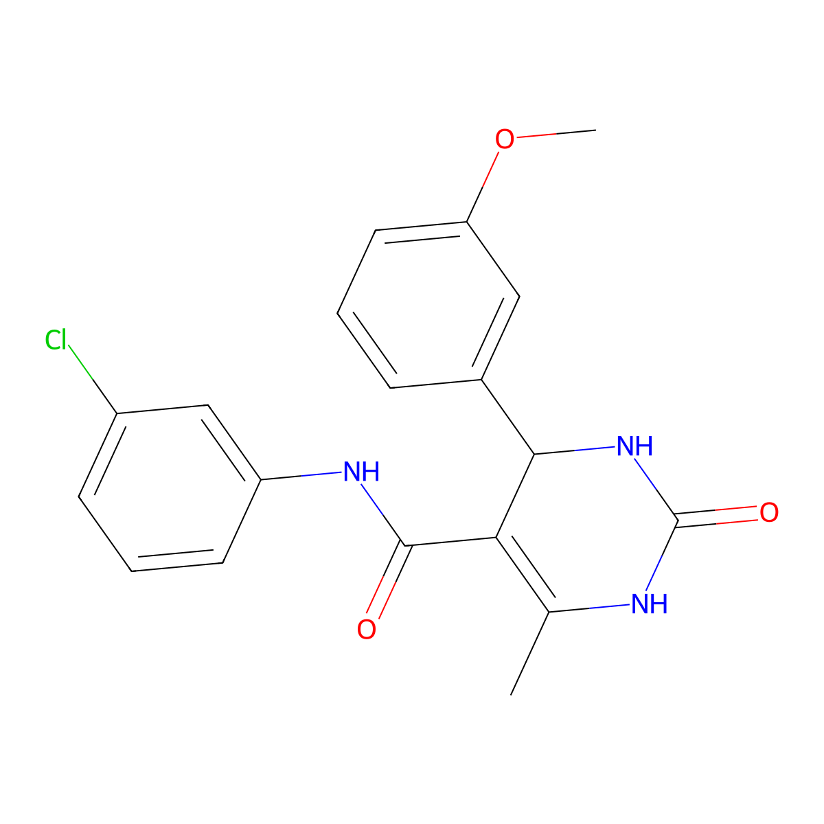 N-(3-chlorophenyl)-4-(3-methoxyphenyl)-6-methyl-2-oxo-1,2,3,4-tetrahydropyrimidine-5-carboxamide molecular structure, CAS 332373-09-8