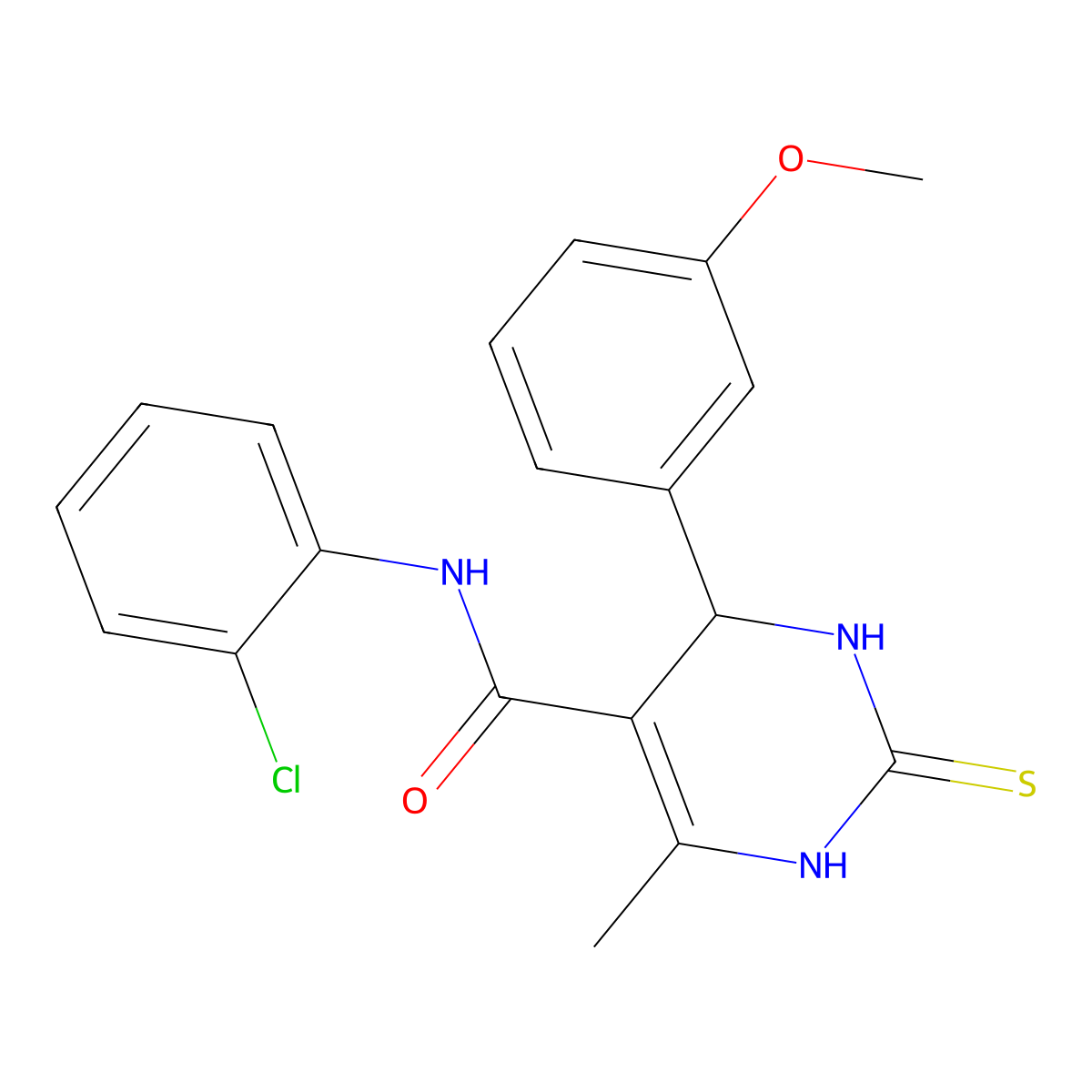 N-(2-chlorophenyl)-4-(3-methoxyphenyl)-6-methyl-2-thioxo-1,2,3,4-tetrahydro-5-pyrimidinecarboxamide molecular structure, CAS 332373-11-2