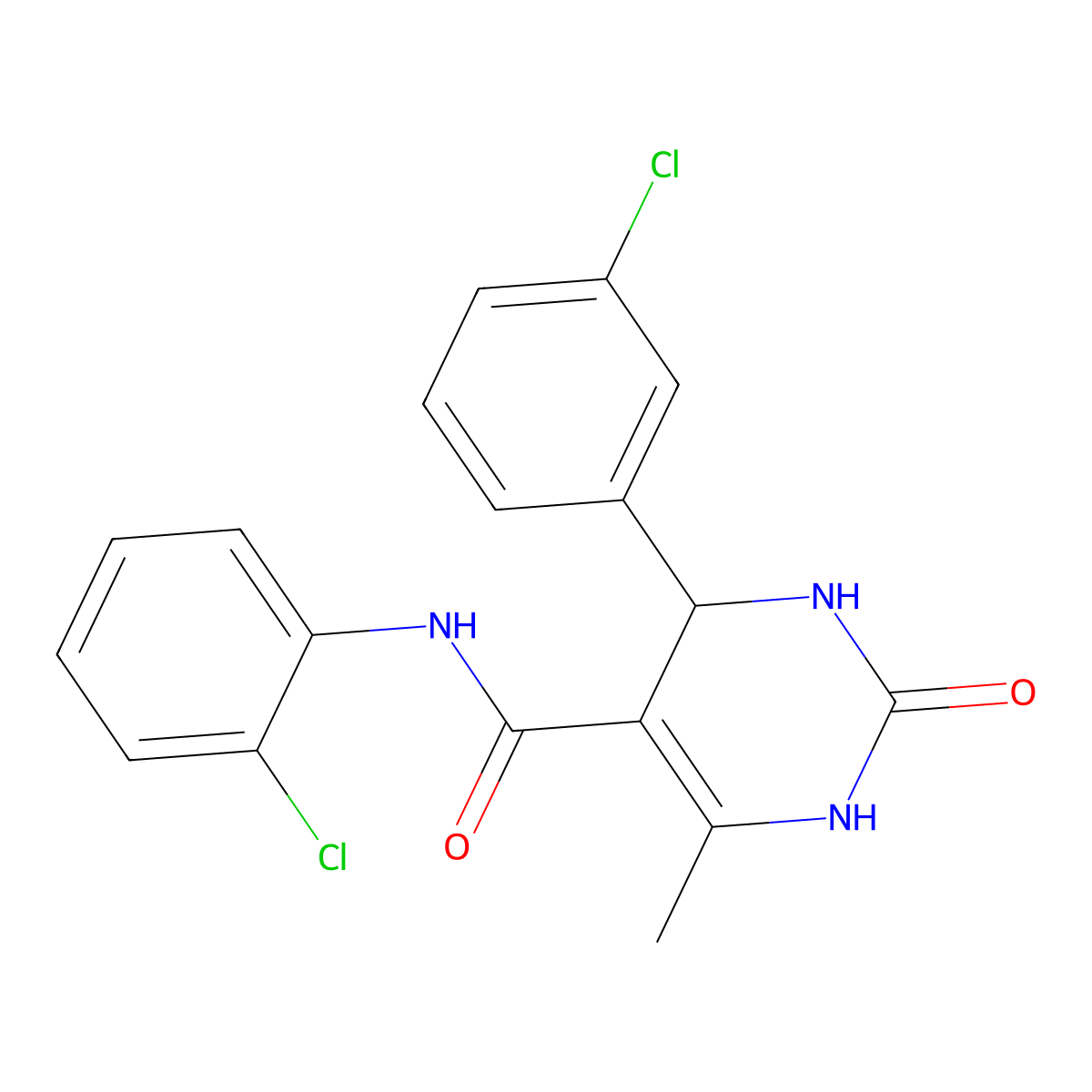 N-(2-chlorophenyl)-4-(3-chlorophenyl)-6-methyl-2-oxo-1,2,3,4-tetrahydropyrimidine-5-carboxamide molecular structure, CAS 332373-18-9
