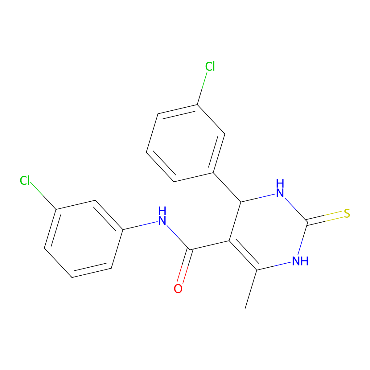 N,4-bis(3-chlorophenyl)-6-methyl-2-sulfanylidene-3,4-dihydro-1H-pyrimidine-5-carboxamide molecular structure, CAS 332373-19-0