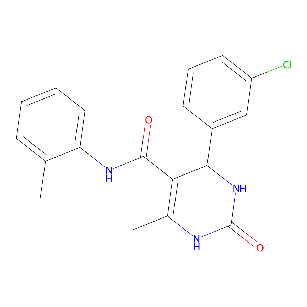 4-(3-chlorophenyl)-6-methyl-2-oxo-N-(o-tolyl)-1,2,3,4-tetrahydropyrimidine-5-carboxamide molecular structure, CAS 332373-23-6