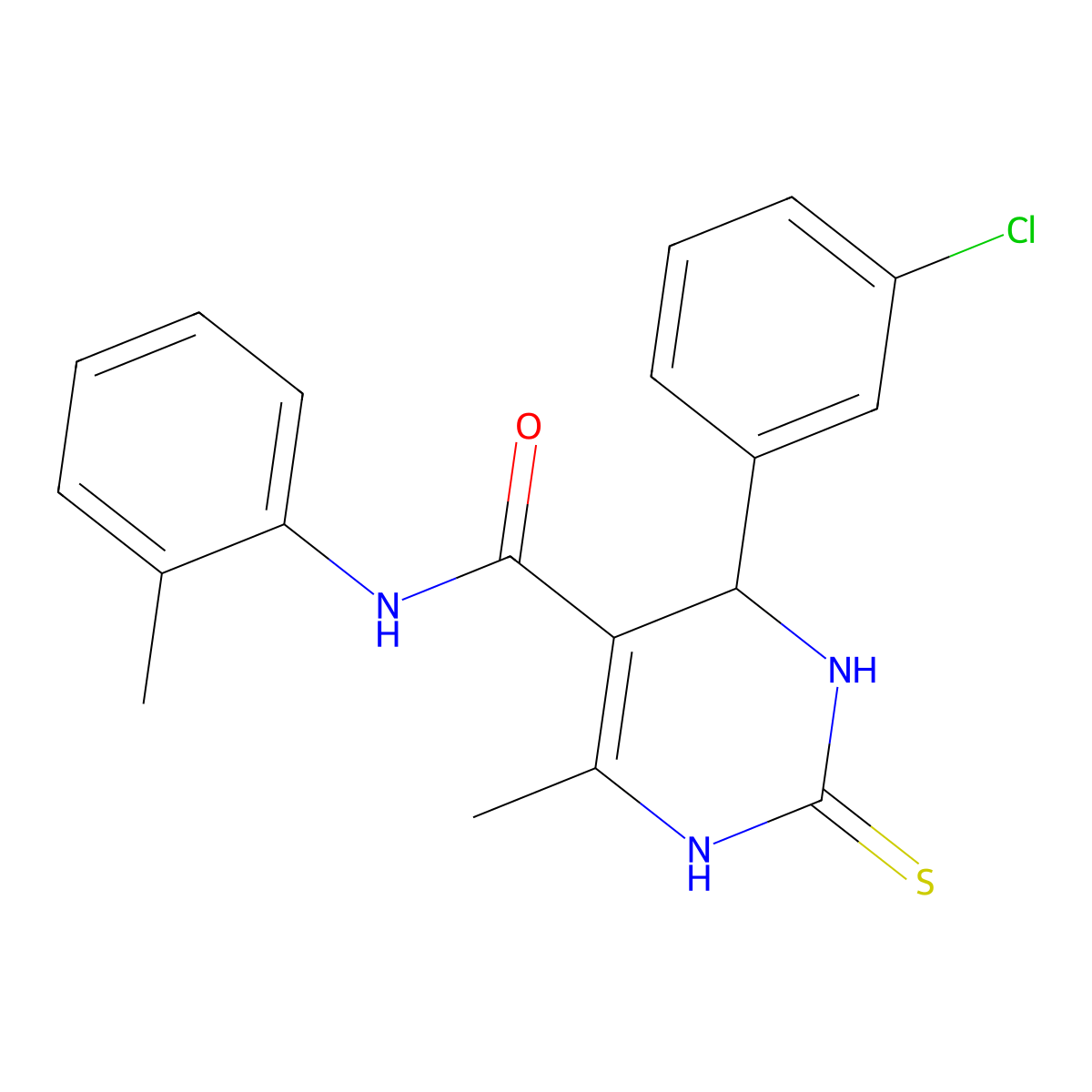 4-(3-chlorophenyl)-6-methyl-N-(2-methylphenyl)-2-sulfanylidene-3,4-dihydro-1H-pyrimidine-5-carboxamide molecular structure, CAS 332373-24-7