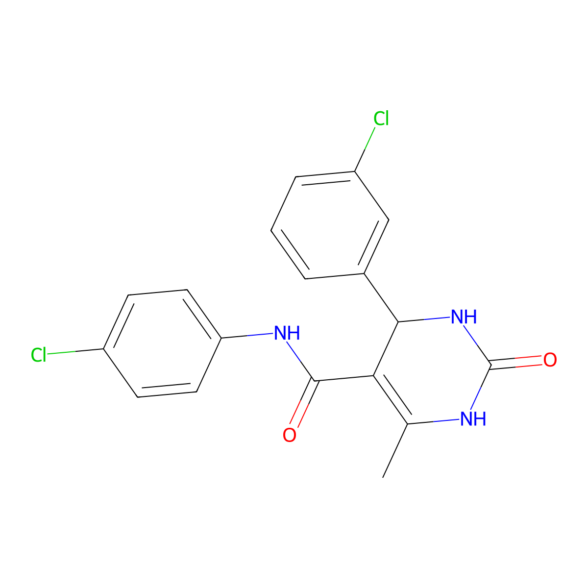 4-(3-chlorophenyl)-N-(4-chlorophenyl)-6-methyl-2-oxo-1,2,3,4-tetrahydropyrimidine-5-carboxamide molecular structure, CAS 332373-25-8