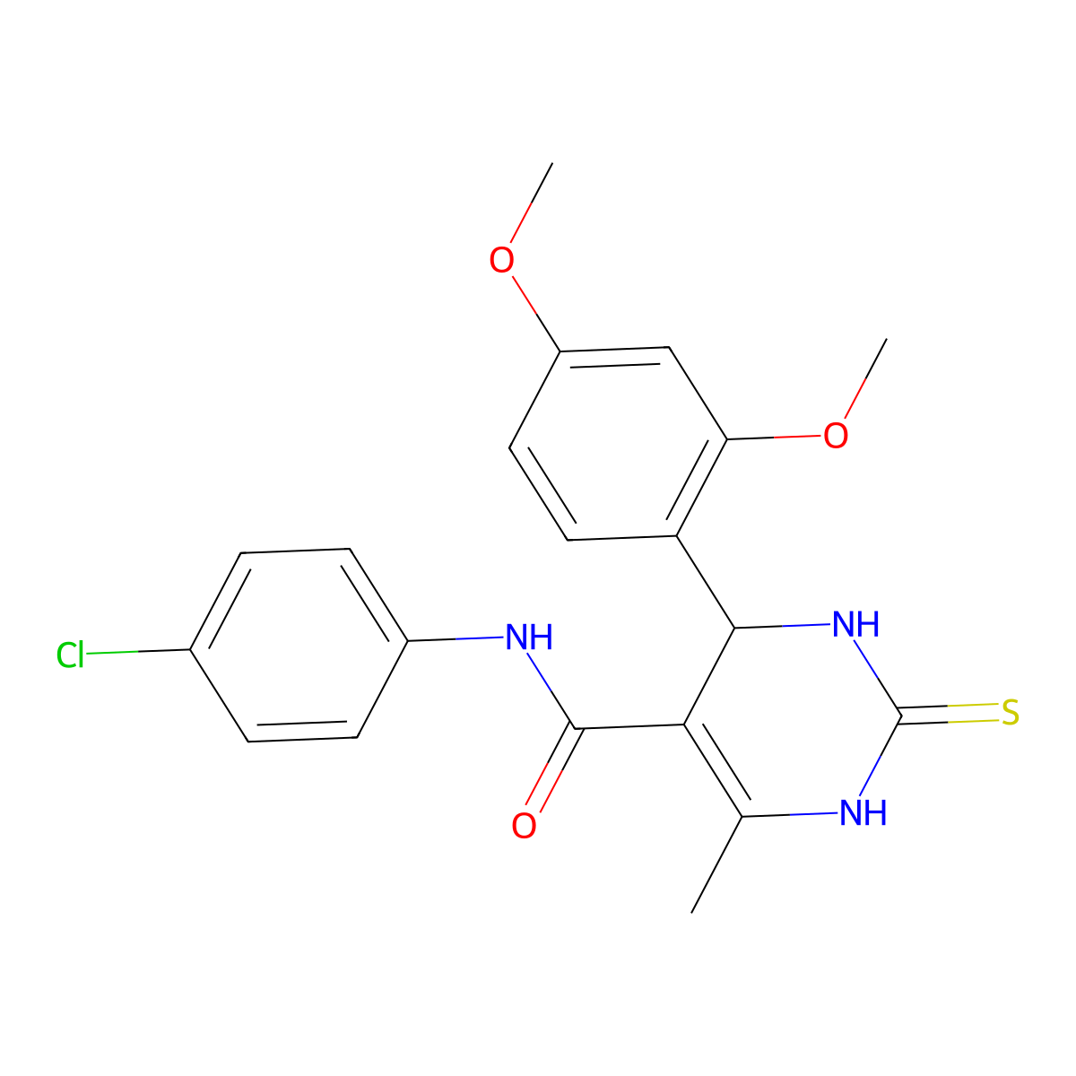 N-(4-chlorophenyl)-4-(2,4-dimethoxyphenyl)-6-methyl-2-sulfanylidene-3,4-dihydro-1H-pyrimidine-5-carboxamide molecular structure, CAS 332373-27-0