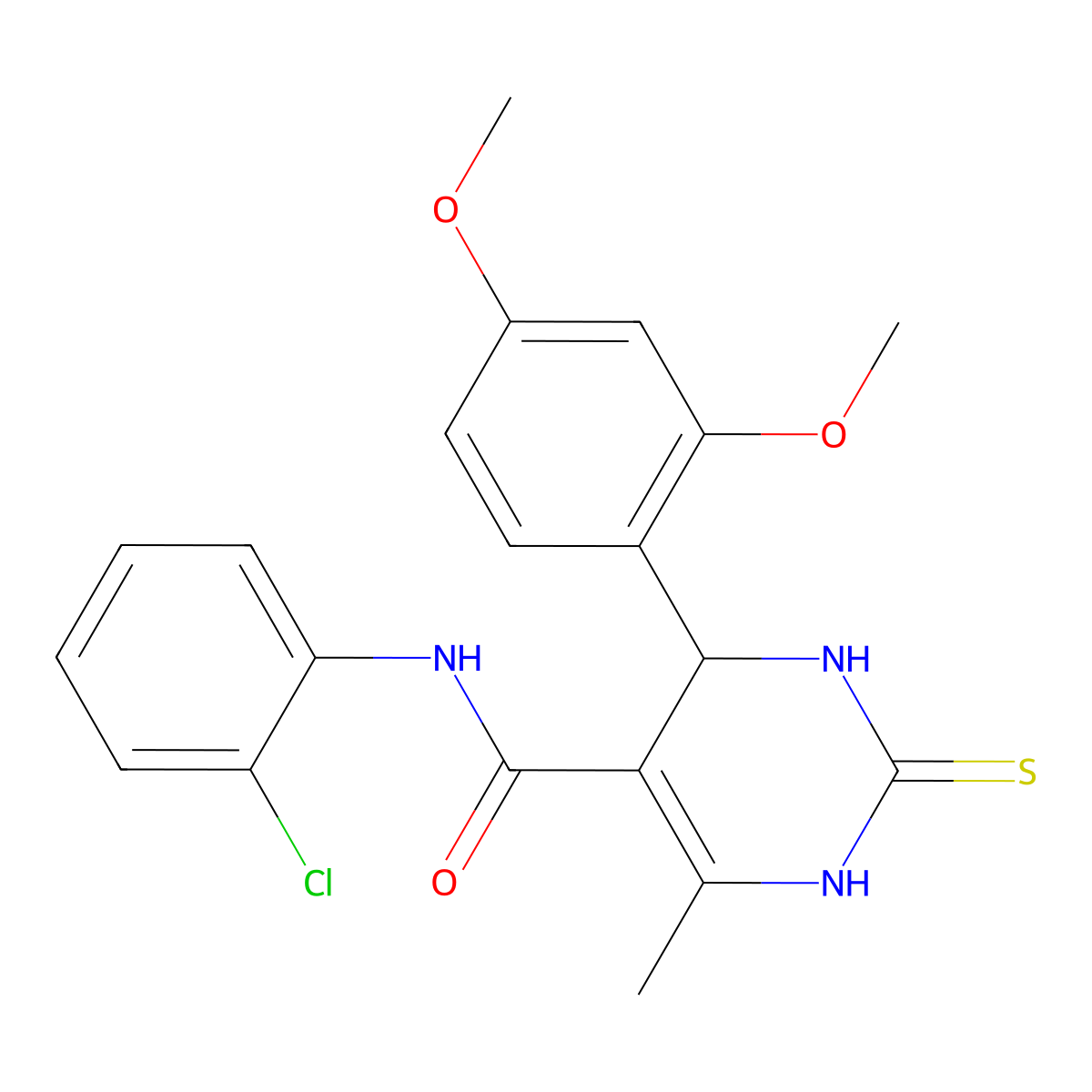 N-(2-chlorophenyl)-4-(2,4-dimethoxyphenyl)-6-methyl-2-sulfanylidene-3,4-dihydro-1H-pyrimidine-5-carboxamide molecular structure, CAS 332373-30-5