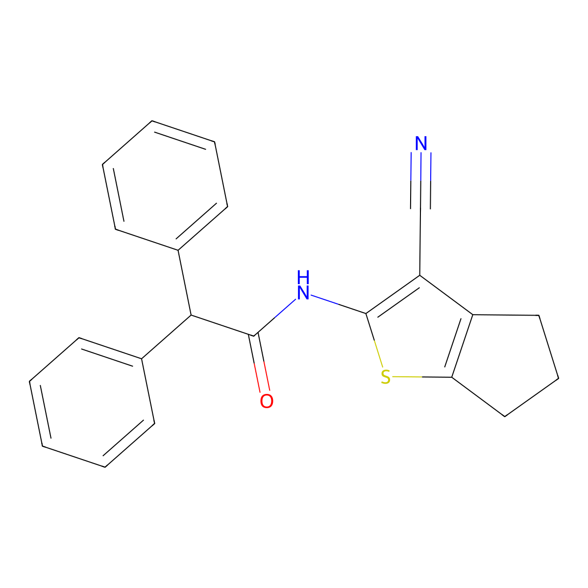 N-(3-cyano-5,6-dihydro-4H-cyclopenta[b]thiophen-2-yl)-2,2-diphenylacetamide molecular structure, CAS 332373-62-3