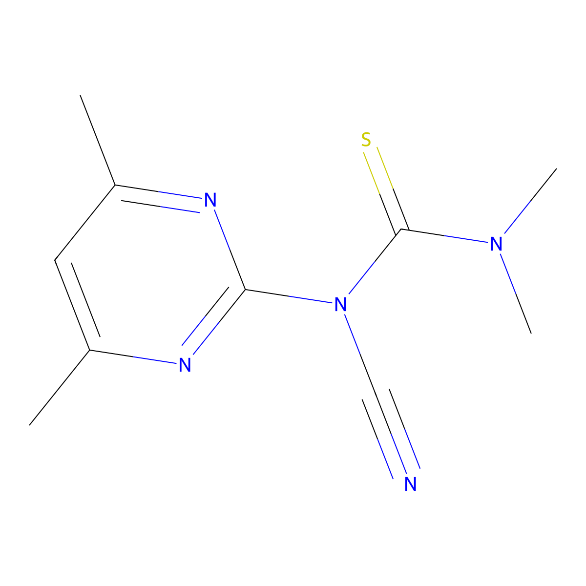 1-Cyano-1-(4,6-dimethylpyrimidin-2-yl)-3,3-dimethylthiourea molecular structure, CAS 332373-66-7