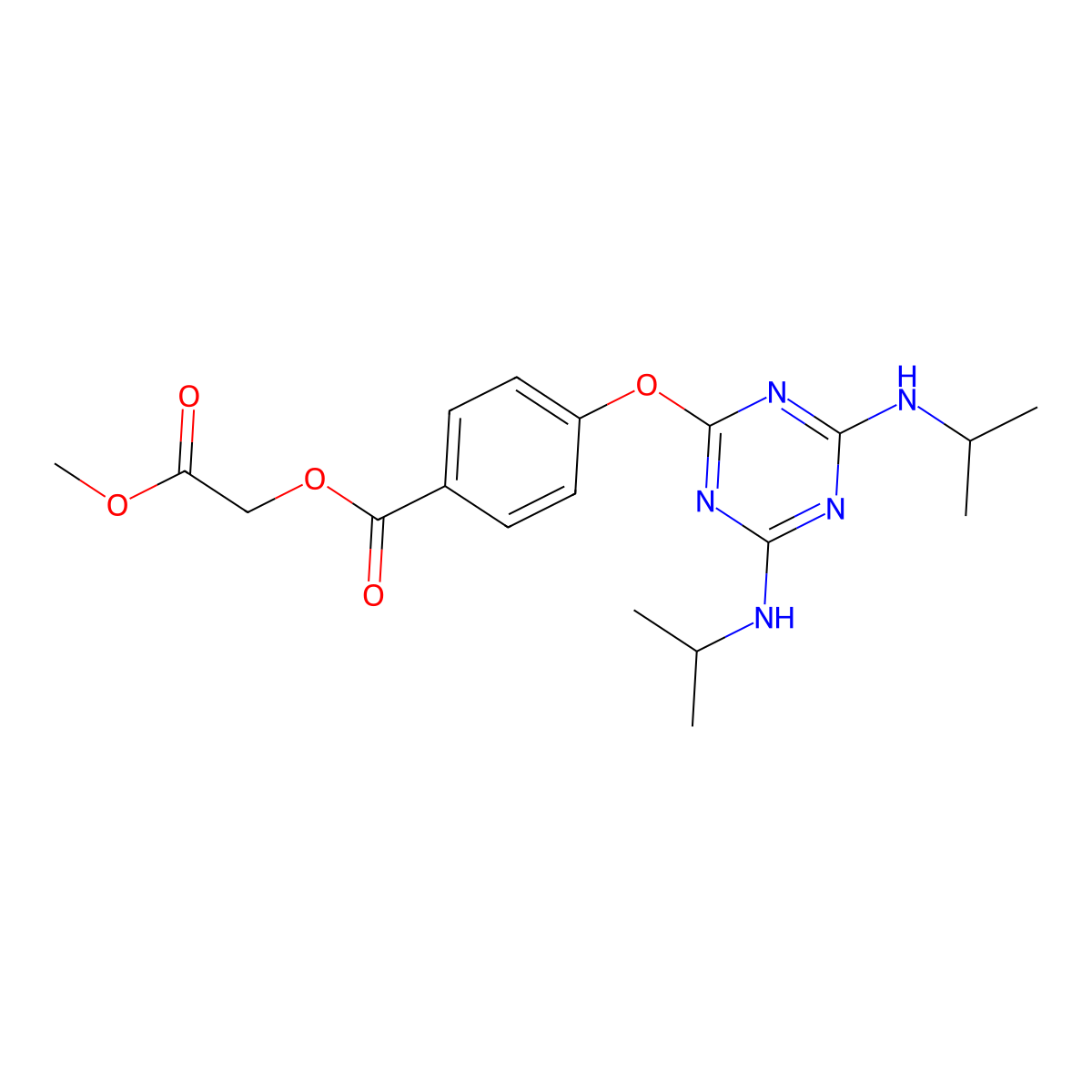 2-Methoxy-2-oxoethyl 4-{[4,6-bis(isopropylamino)-1,3,5-triazin-2-yl]oxy}benzoate molecular structure, CAS 332373-70-3