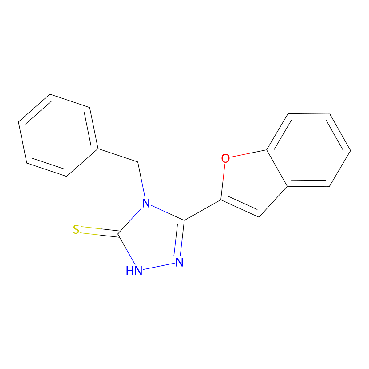 5-(1-benzofuran-2-yl)-4-benzyl-4H-1,2,4-triazol-3-yl hydrosulfide molecular structure, CAS 332374-25-1