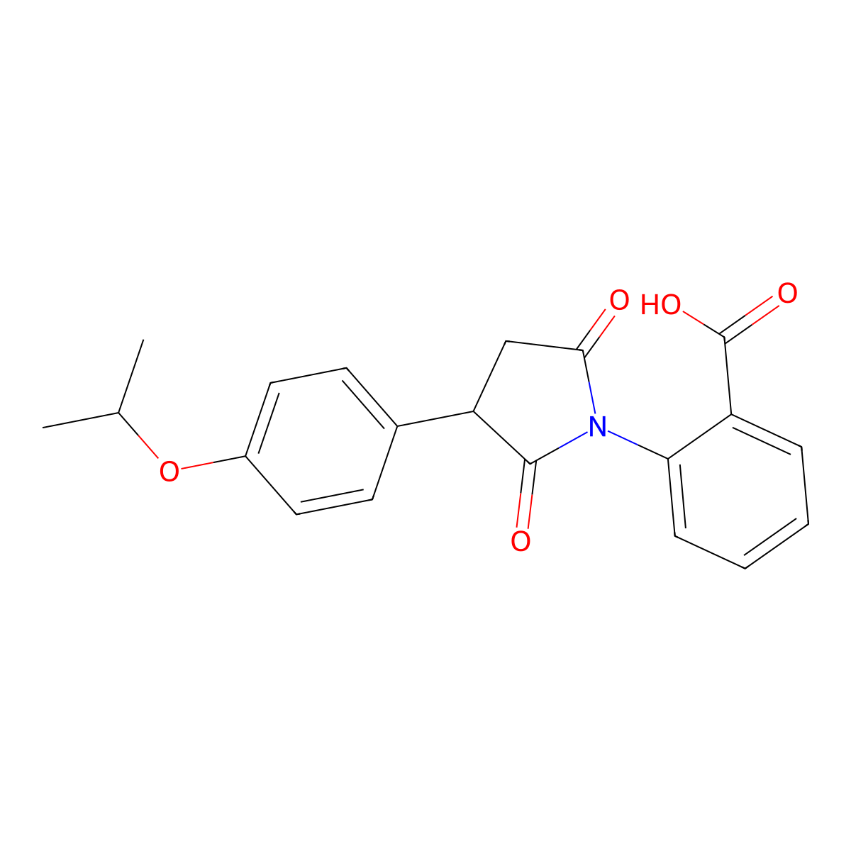2-{2,5-Dioxo-3-[4-(propan-2-yloxy)phenyl]pyrrolidin-1-yl}benzoic acid molecular structure, CAS 332374-80-8