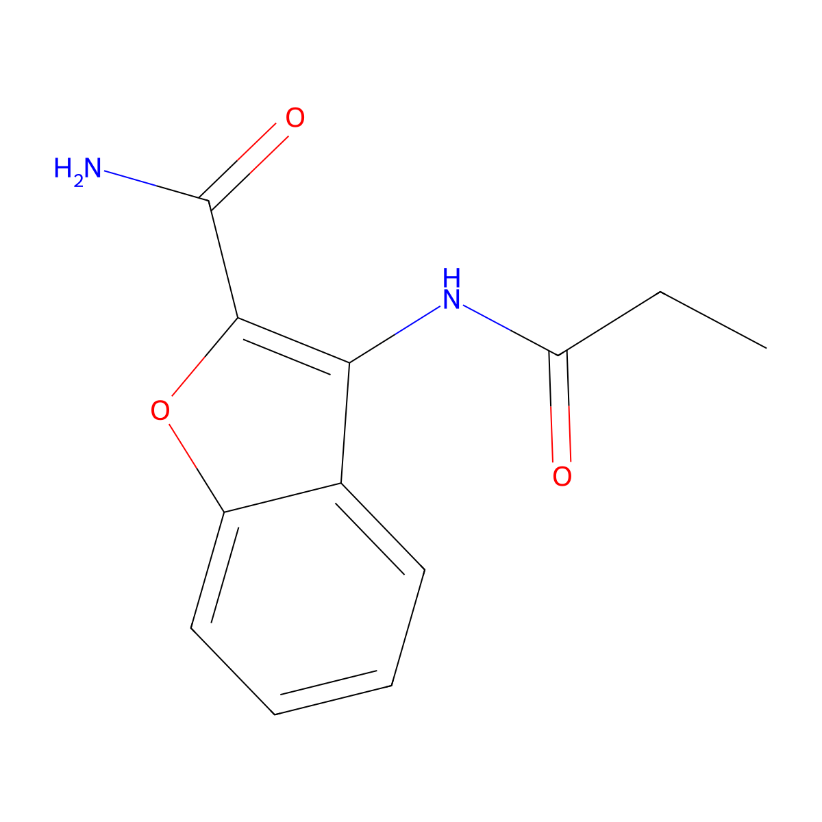 3-(Propanoylamino)-1-benzofuran-2-carboxamide molecular structure, CAS 332374-98-8