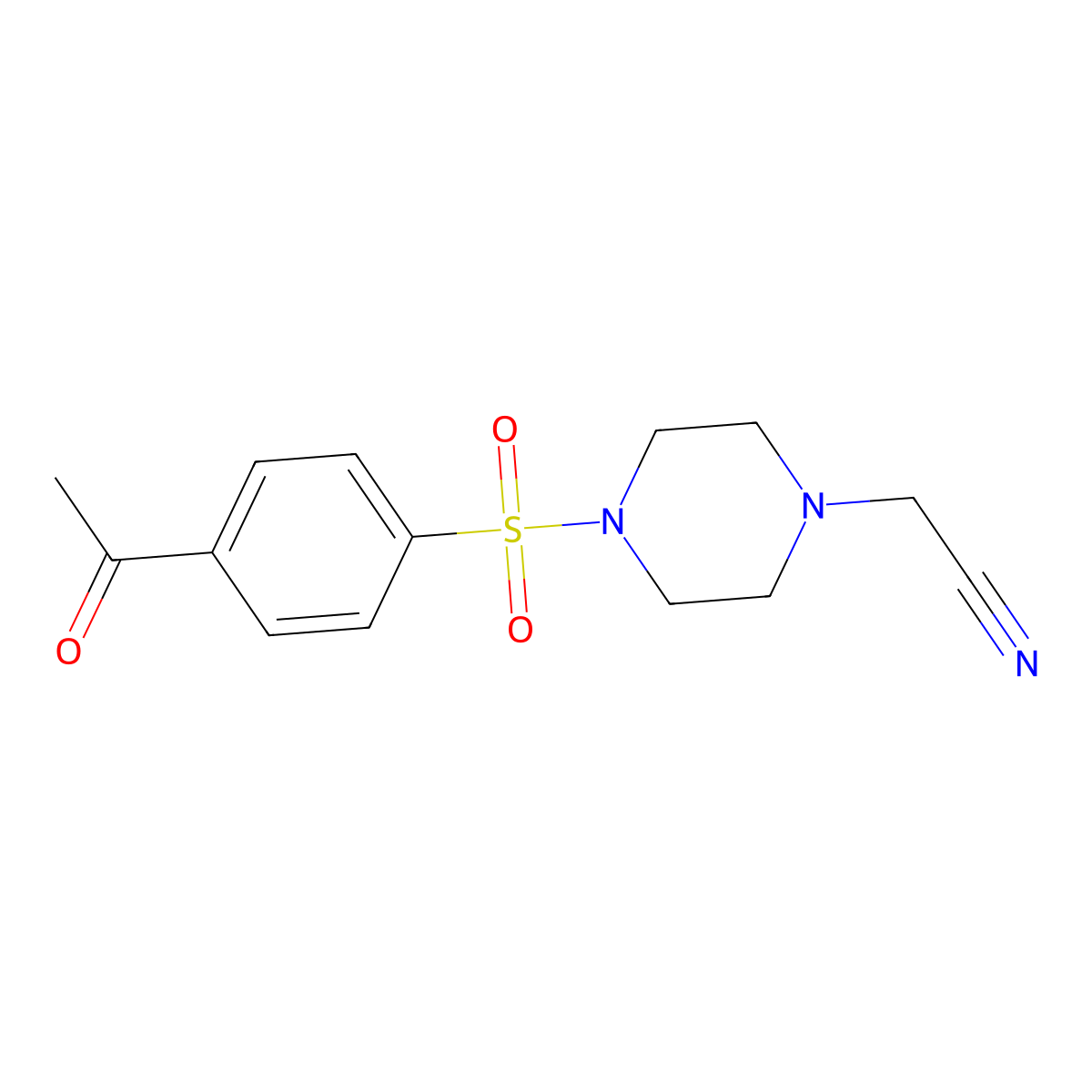 2-[4-(4-Acetylphenyl)sulfonylpiperazin-1-yl]acetonitrile molecular structure, CAS 332375-06-1