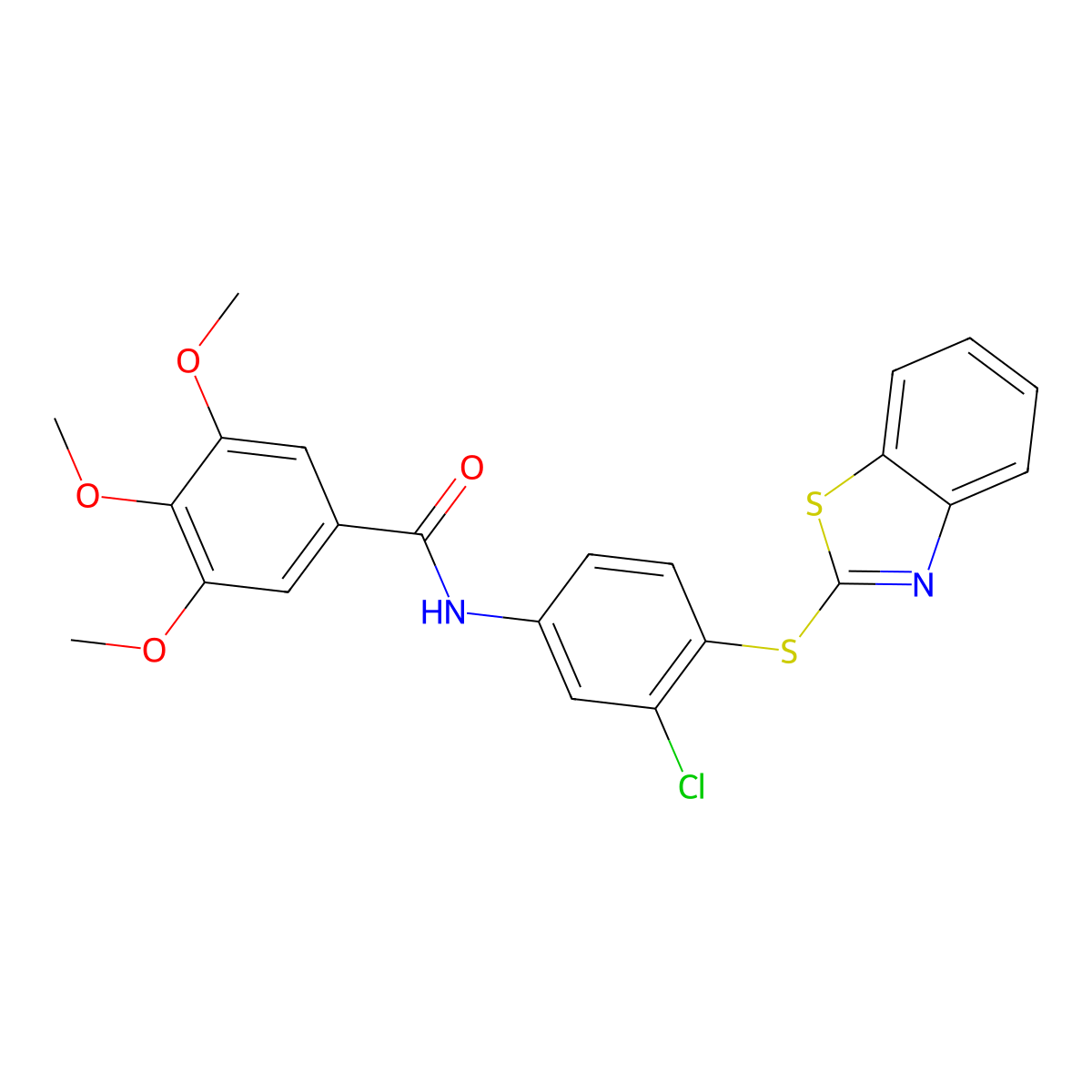 N-[4-(1,3-benzothiazol-2-ylsulfanyl)-3-chlorophenyl]-3,4,5-trimethoxybenzamide molecular structure, CAS 332375-19-6