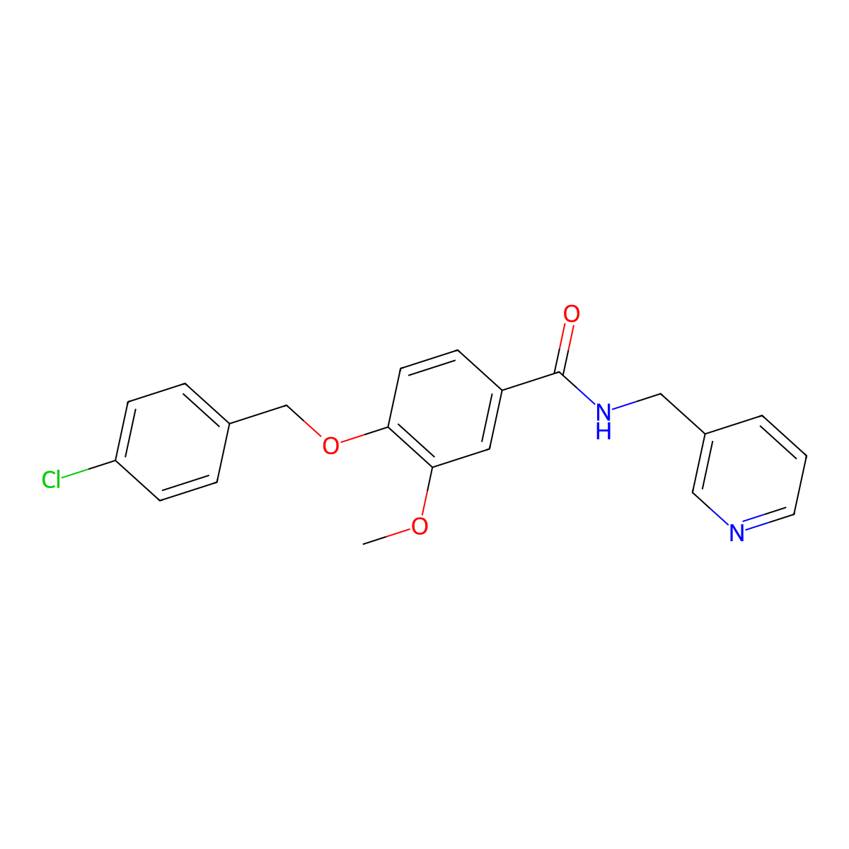 4-[(4-chlorophenyl)methoxy]-3-methoxy-N-(pyridin-3-ylmethyl)benzamide molecular structure, CAS 332375-35-6