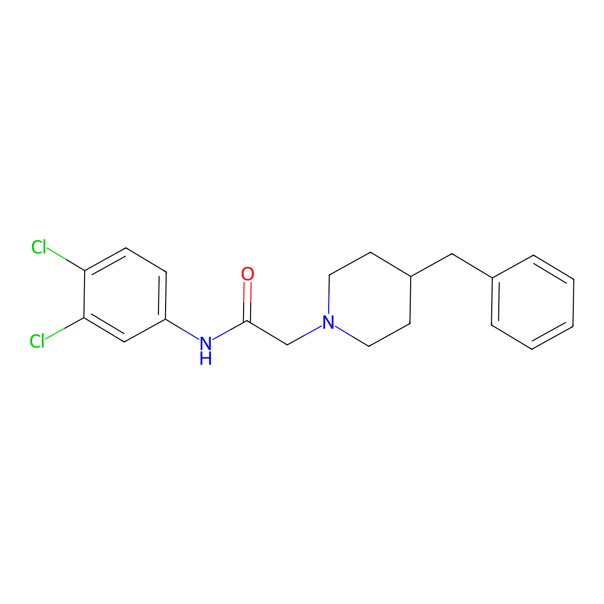 2-(4-benzylpiperidin-1-yl)-N-(3,4-dichlorophenyl)acetamide molecular structure, CAS 332375-79-8