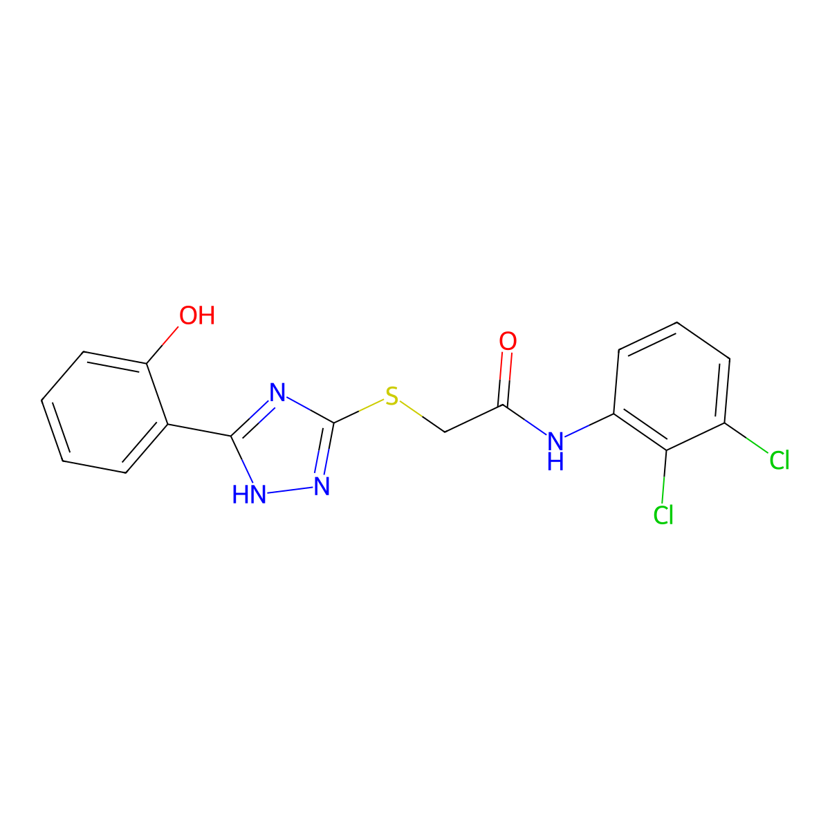 N-(2,3-Dichlorophenyl)-2-((3-(2-hydroxyphenyl)-1H-1,2,4-triazol-5-yl)thio)acetamide molecular structure, CAS 332376-10-0