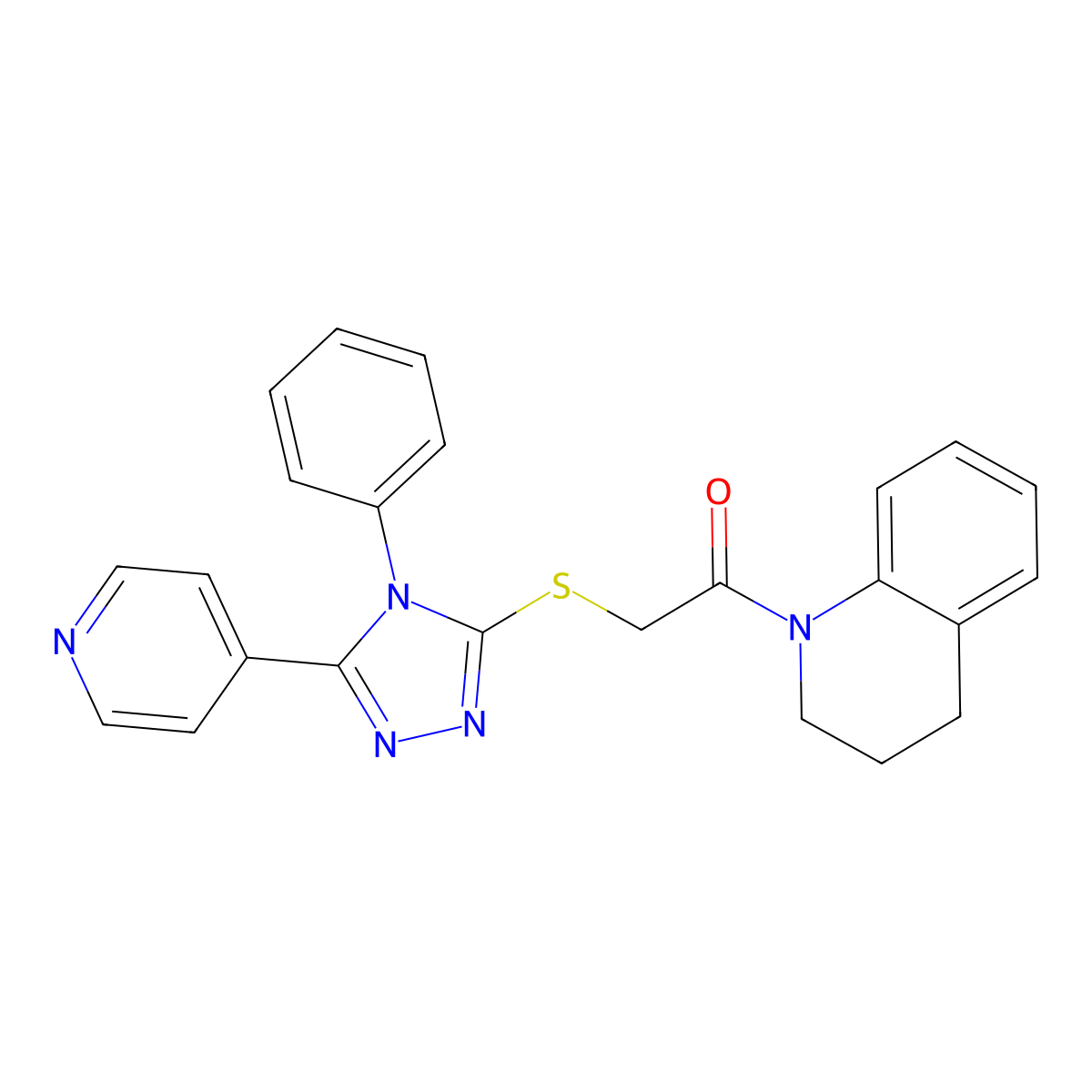 1-(3,4-Dihydroquinolin-1(2H)-yl)-2-((4-phenyl-5-(pyridin-4-yl)-4H-1,2,4-triazol-3-yl)thio)ethanone molecular structure, CAS 332376-19-9