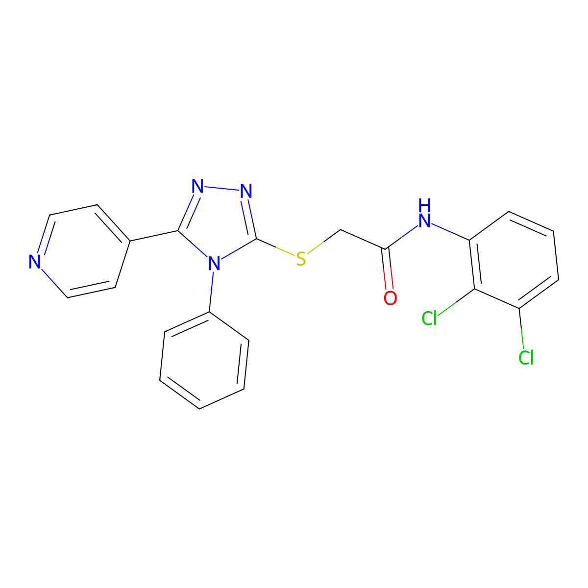 N-(2,3-Dichlorophenyl)-2-((4-phenyl-5-(pyridin-4-yl)-4H-1,2,4-triazol-3-yl)thio)acetamide molecular structure, CAS 332376-22-4
