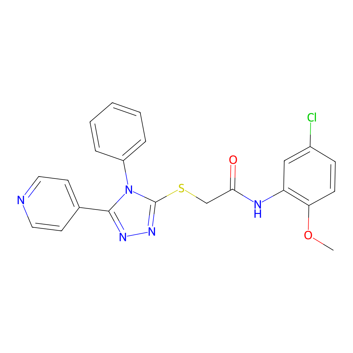 N-(5-Chloro-2-methoxyphenyl)-2-((4-phenyl-5-(pyridin-4-yl)-4H-1,2,4-triazol-3-yl)thio)acetamide molecular structure, CAS 332376-29-1