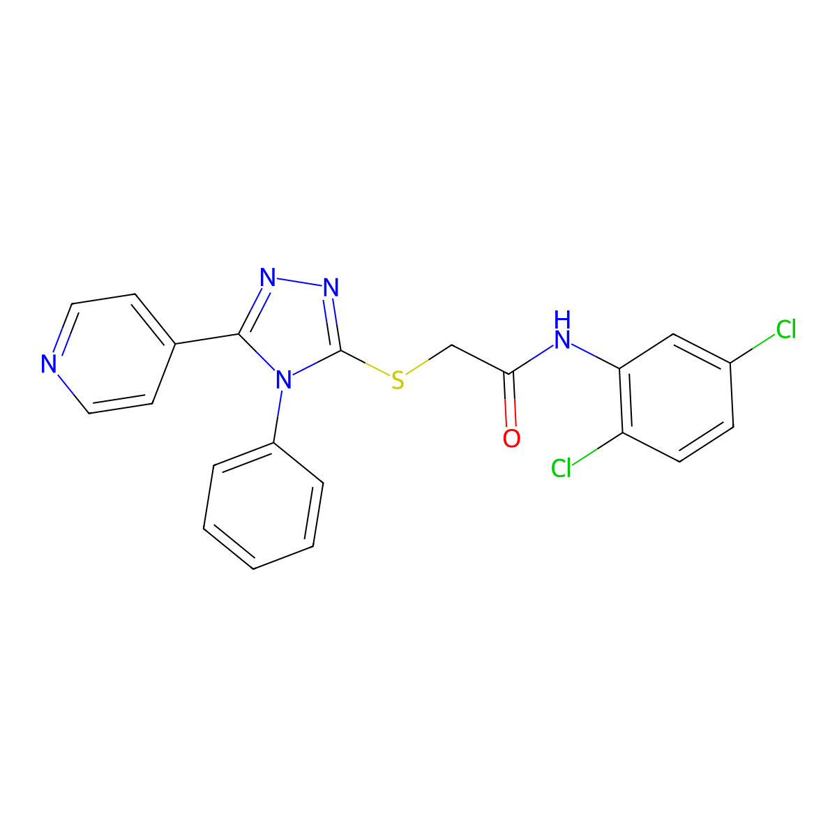 N-(2,5-Dichlorophenyl)-2-((4-phenyl-5-(pyridin-4-yl)-4H-1,2,4-triazol-3-yl)thio)acetamide molecular structure, CAS 332376-33-7