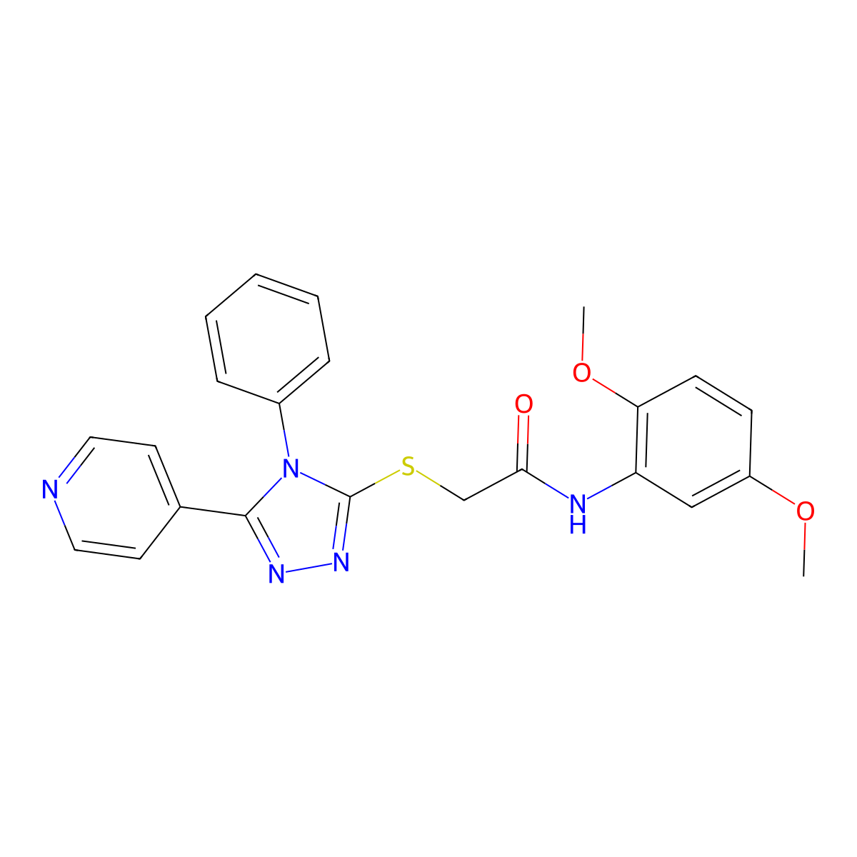 N-(2,5-Dimethoxyphenyl)-2-((4-phenyl-5-(pyridin-4-yl)-4H-1,2,4-triazol-3-yl)thio)acetamide molecular structure, CAS 332376-44-0
