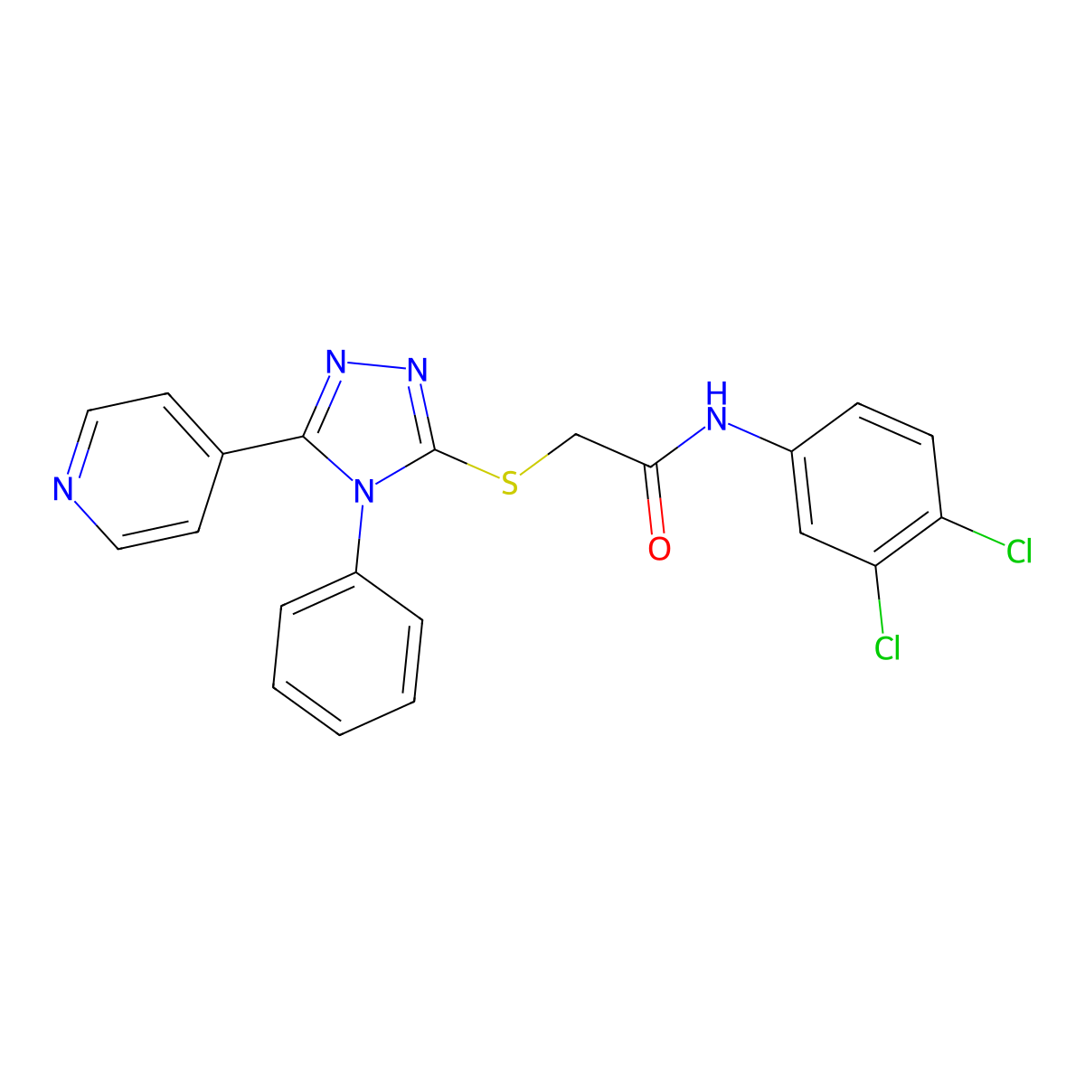 N-(3,4-dichlorophenyl)-2-[(4-phenyl-5-pyridin-4-yl-1,2,4-triazol-3-yl)sulfanyl]acetamide molecular structure, CAS 332376-61-1