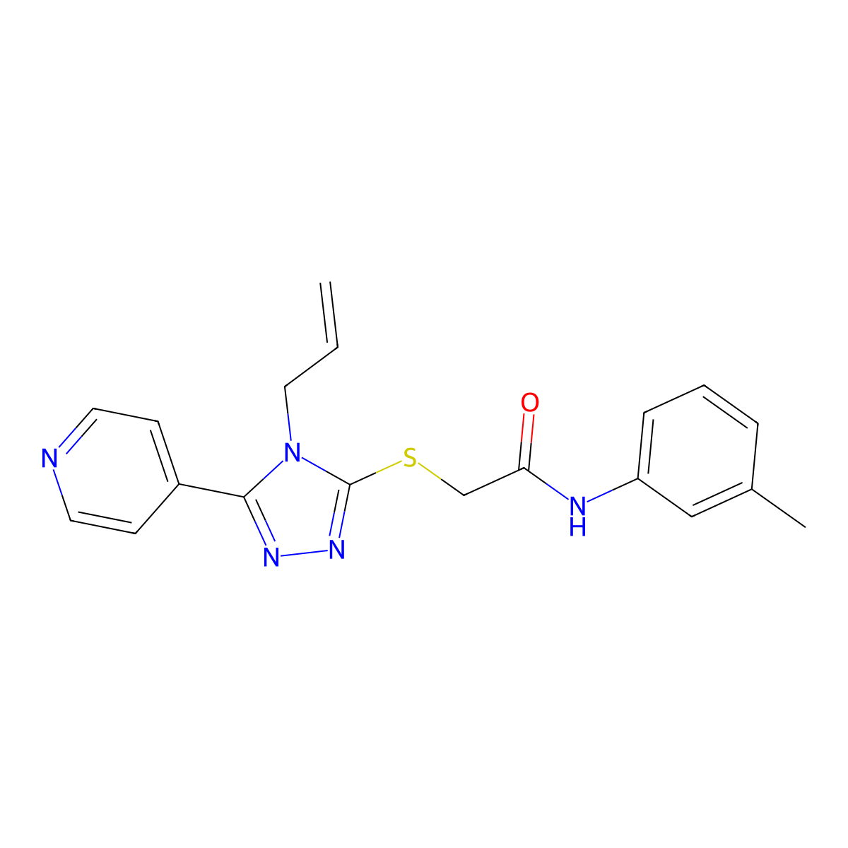 N-(3-methylphenyl)-2-[(4-prop-2-enyl-5-pyridin-4-yl-1,2,4-triazol-3-yl)sulfanyl]acetamide molecular structure, CAS 332376-72-4