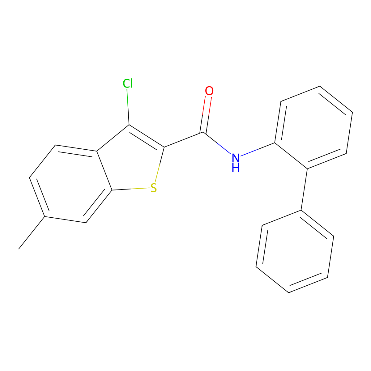 N-([1,1'-Biphenyl]-2-yl)-3-chloro-6-methylbenzo[b]thiophene-2-carboxamide molecular structure, CAS 332381-25-6
