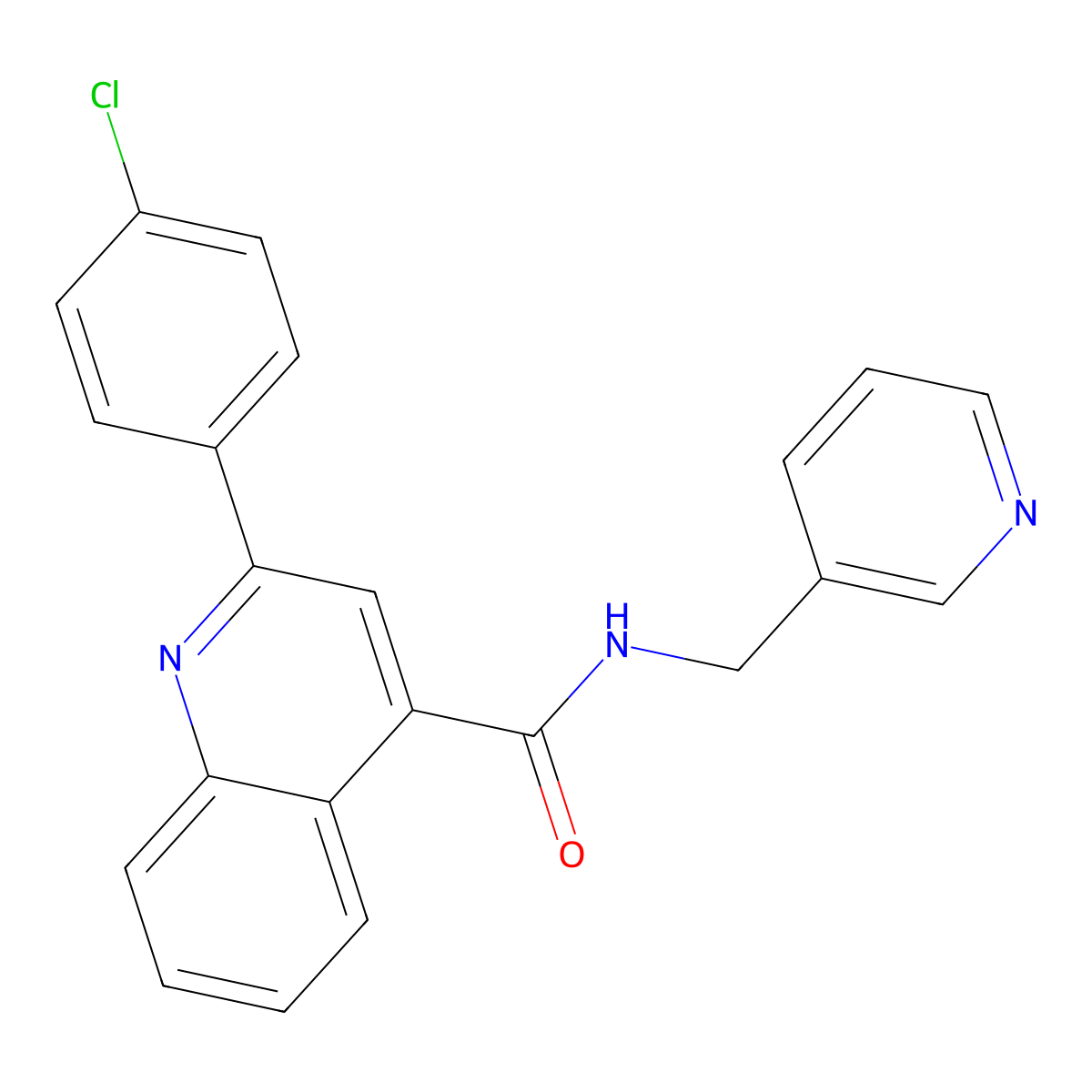 2-(4-chlorophenyl)-N-(pyridin-3-ylmethyl)quinoline-4-carboxamide molecular structure, CAS 332381-56-3