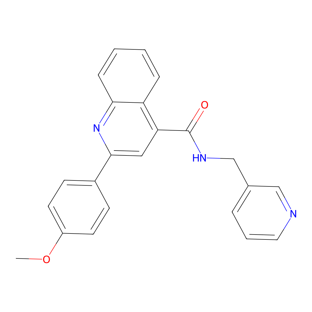 2-(4-methoxyphenyl)-N-(pyridin-3-ylmethyl)quinoline-4-carboxamide molecular structure, CAS 332381-80-3