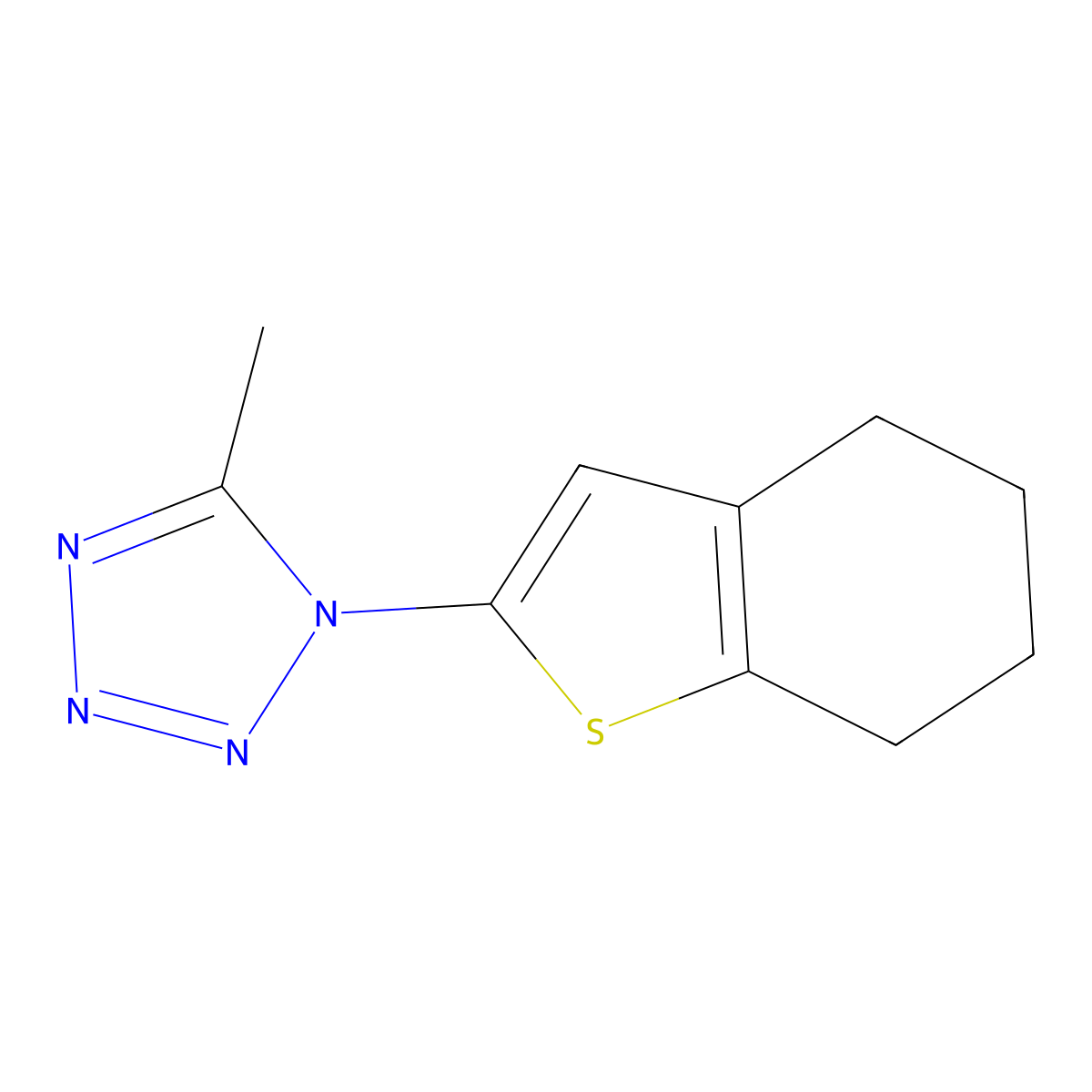 5-Methyl-1-(4,5,6,7-tetrahydro-benzo[b]thiophen-2-yl)-1H-tetrazole molecular structure, CAS 332381-86-9