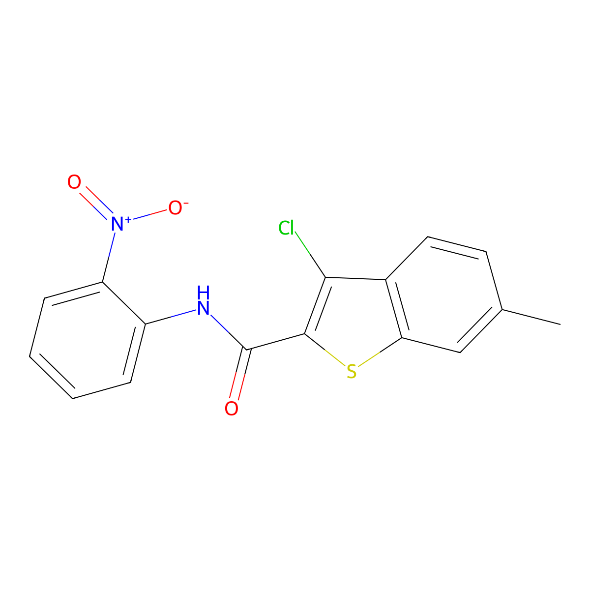 3-chloro-6-methyl-N-(2-nitrophenyl)-1-benzothiophene-2-carboxamide molecular structure, CAS 332381-90-5