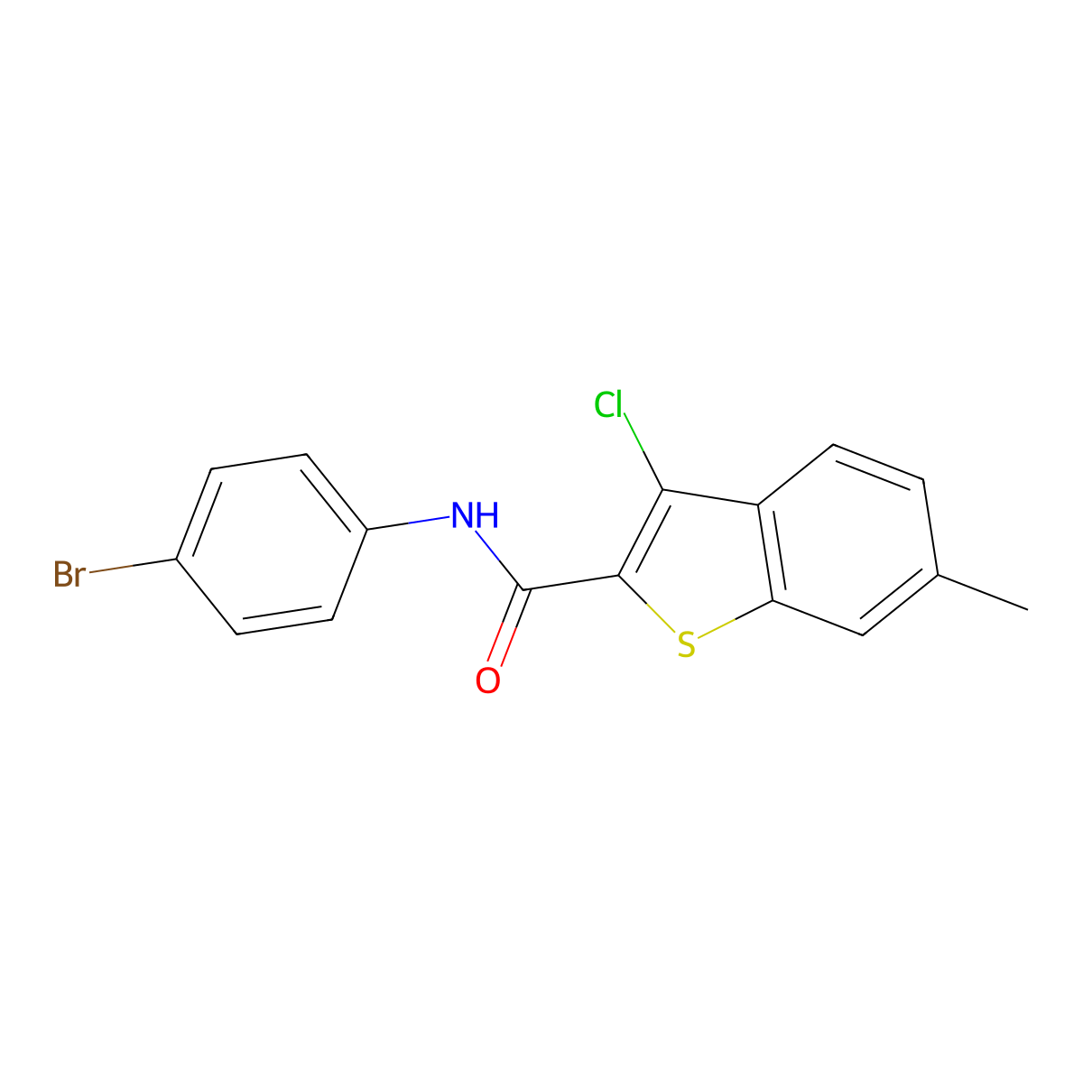 N-(4-Bromophenyl)-3-chloro-6-methylbenzo[b]thiophene-2-carboxamide molecular structure, CAS 332381-91-6