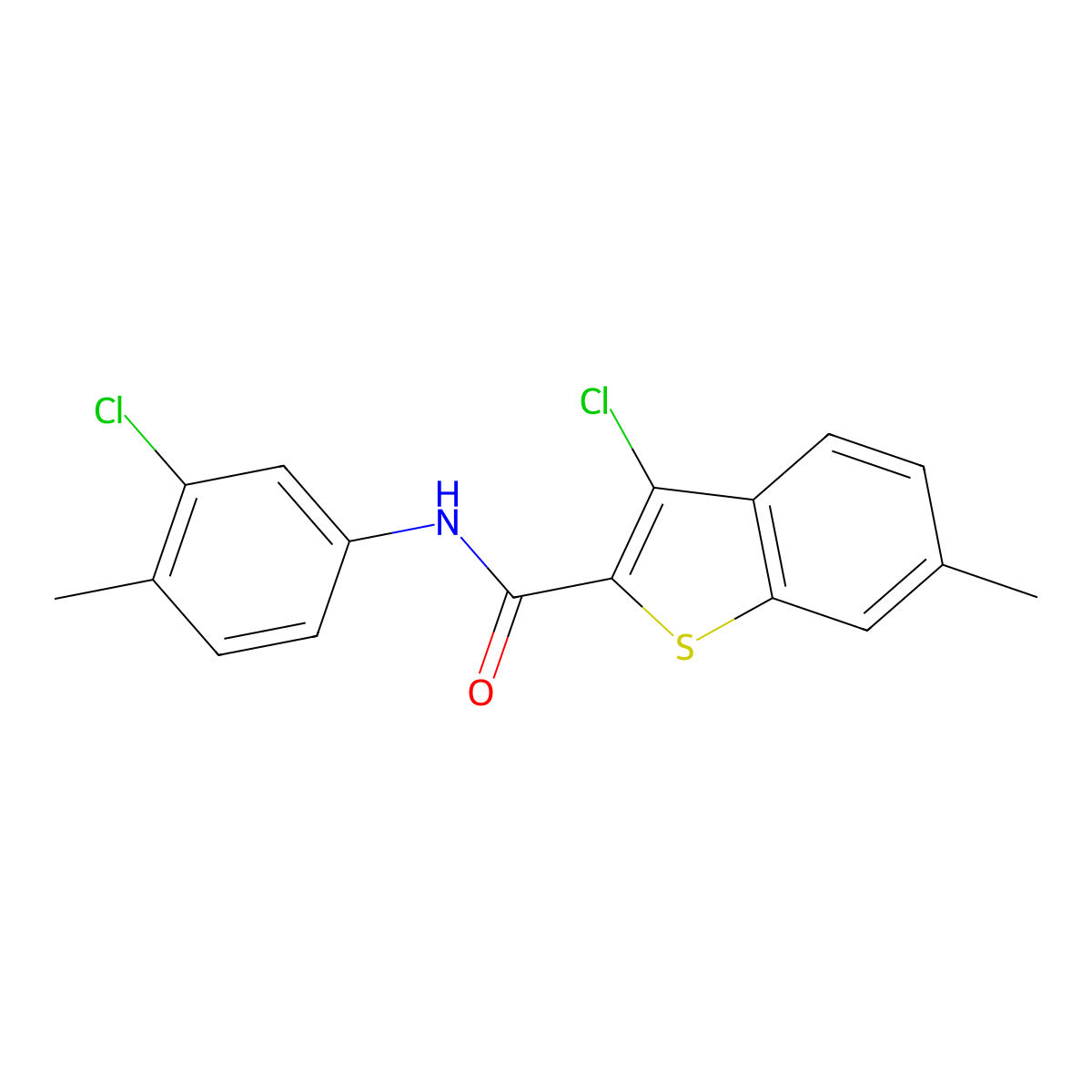 3-Chloro-N-(3-chloro-4-methylphenyl)-6-methylbenzo[b]thiophene-2-carboxamide molecular structure, CAS 332381-94-9