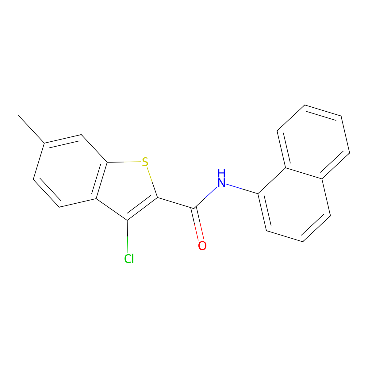 3-Chloro-6-methyl-N-(naphthalen-1-yl)benzo[b]thiophene-2-carboxamide molecular structure, CAS 332382-01-1