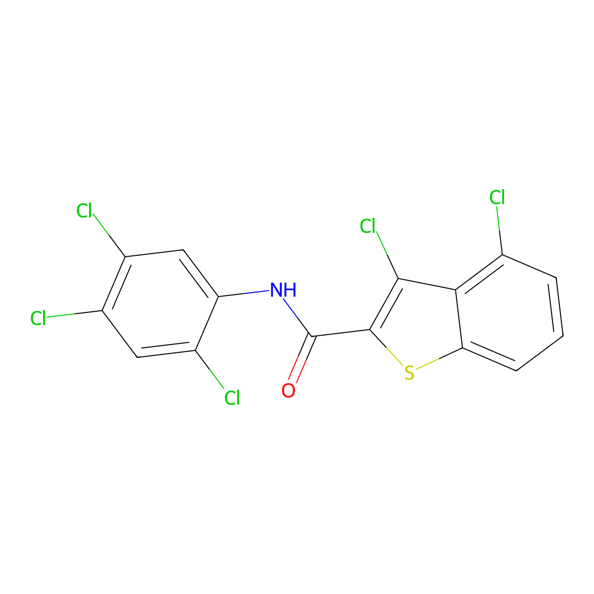 3,4-Dichloro-N-(2,4,5-trichlorophenyl)benzo[b]thiophene-2-carboxamide molecular structure, CAS 332382-08-8
