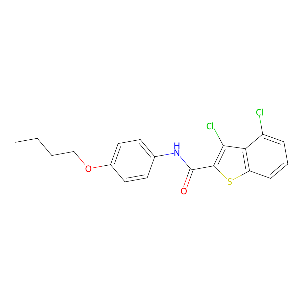 N-(4-Butoxyphenyl)-3,4-dichlorobenzo[b]thiophene-2-carboxamide molecular structure, CAS 332382-14-6