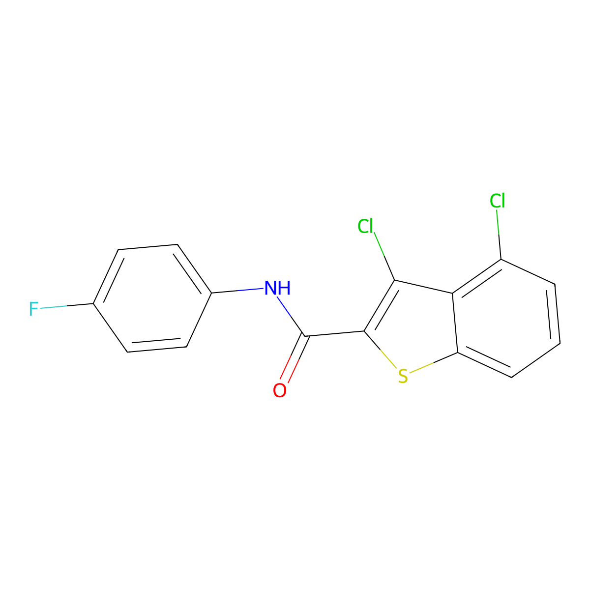 3,4-dichloro-N-(4-fluorophenyl)-1-benzothiophene-2-carboxamide molecular structure, CAS 332382-18-0