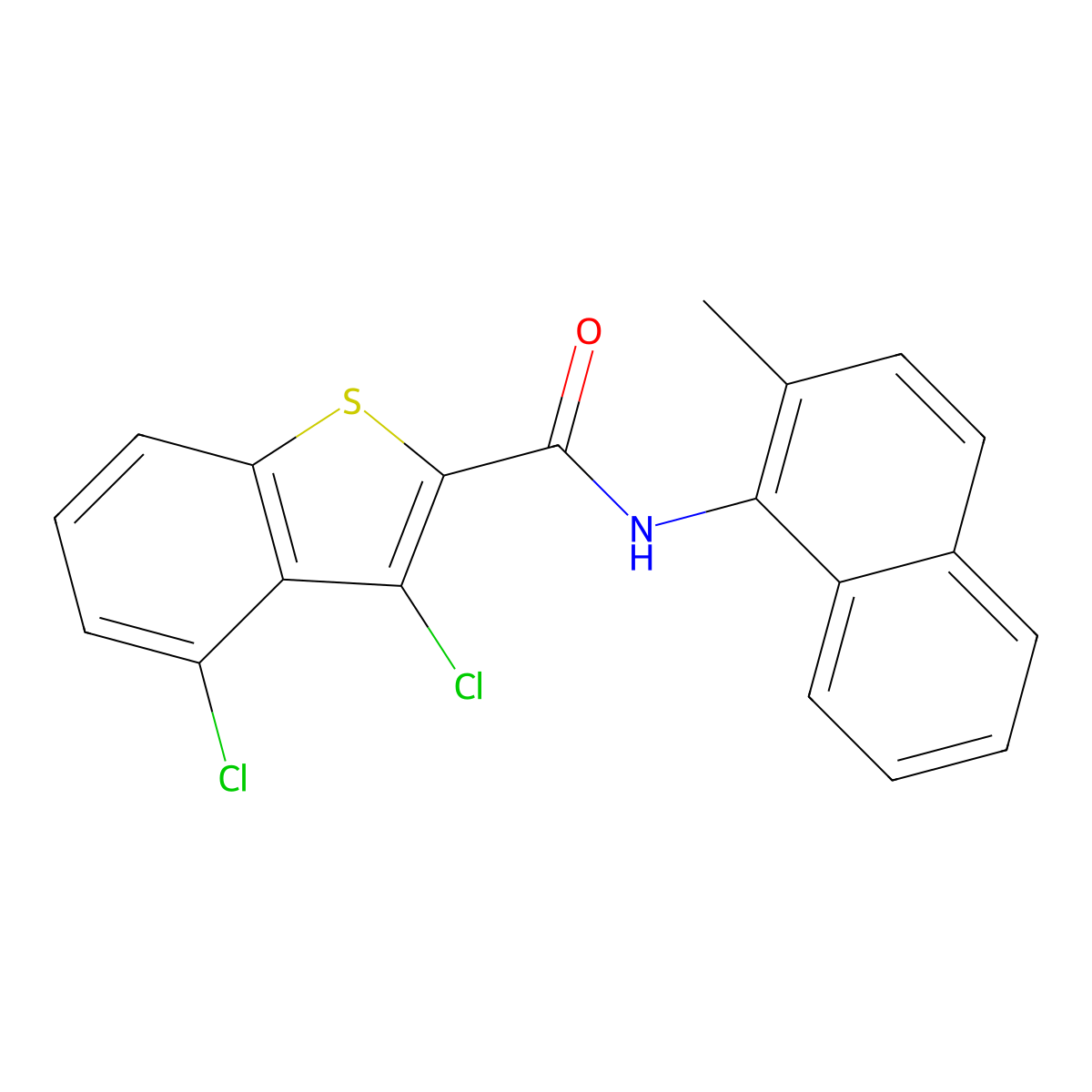 3,4-Dichloro-N-(2-methylnaphthalen-1-yl)benzo[b]thiophene-2-carboxamide molecular structure, CAS 332382-19-1