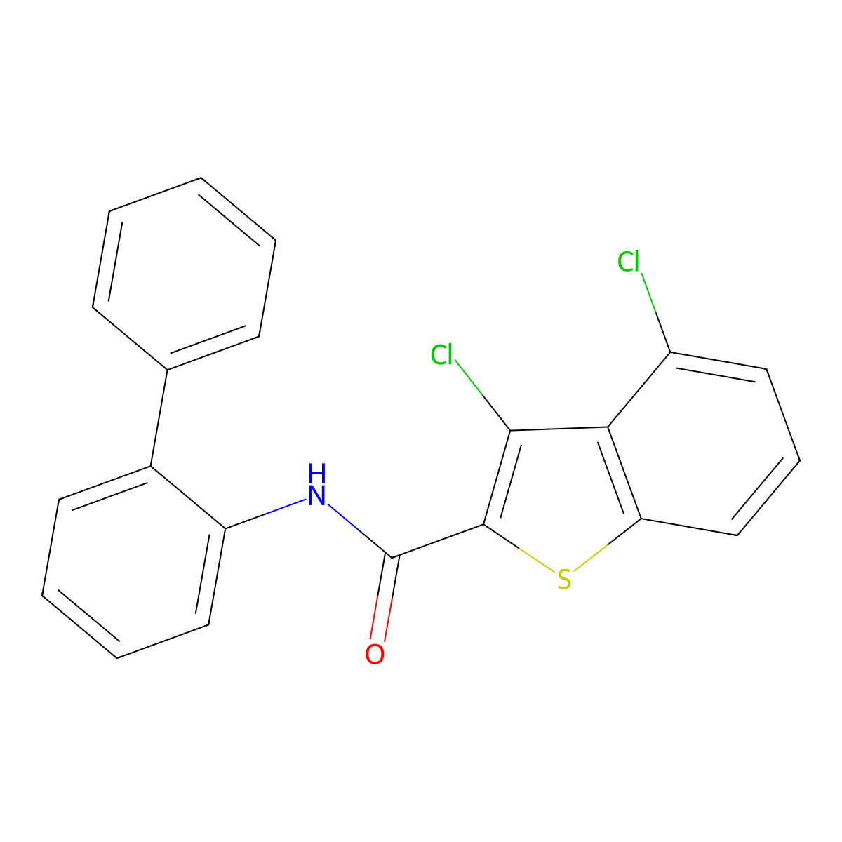 N-([1,1'-Biphenyl]-2-yl)-3,4-dichlorobenzo[b]thiophene-2-carboxamide molecular structure, CAS 332382-21-5