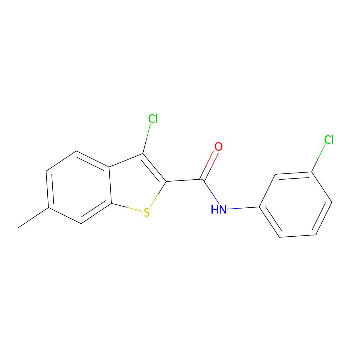 3-Chloro-N-(3-chlorophenyl)-6-methylbenzo[b]thiophene-2-carboxamide molecular structure, CAS 332382-25-9