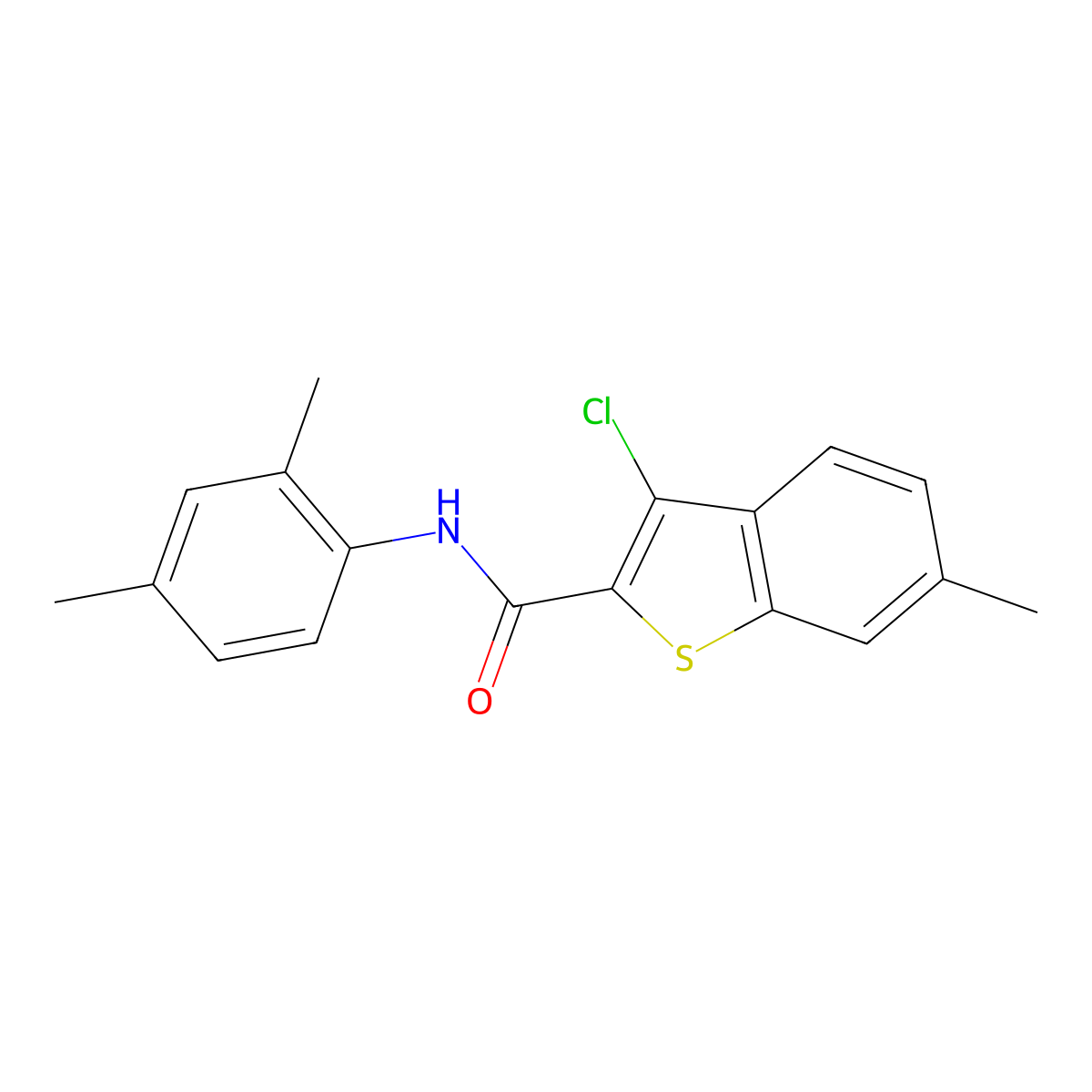 3-Chloro-N-(2,4-dimethylphenyl)-6-methylbenzo[b]thiophene-2-carboxamide molecular structure, CAS 332382-33-9