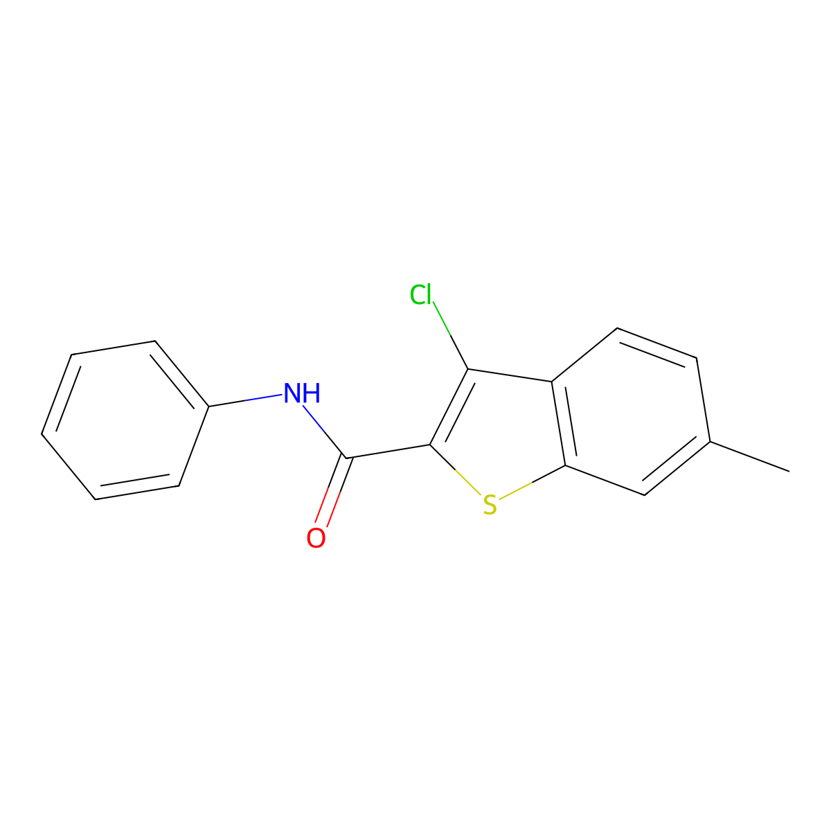 3-Chloro-6-methyl-N-phenylbenzo[b]thiophene-2-carboxamide molecular structure, CAS 332382-36-2