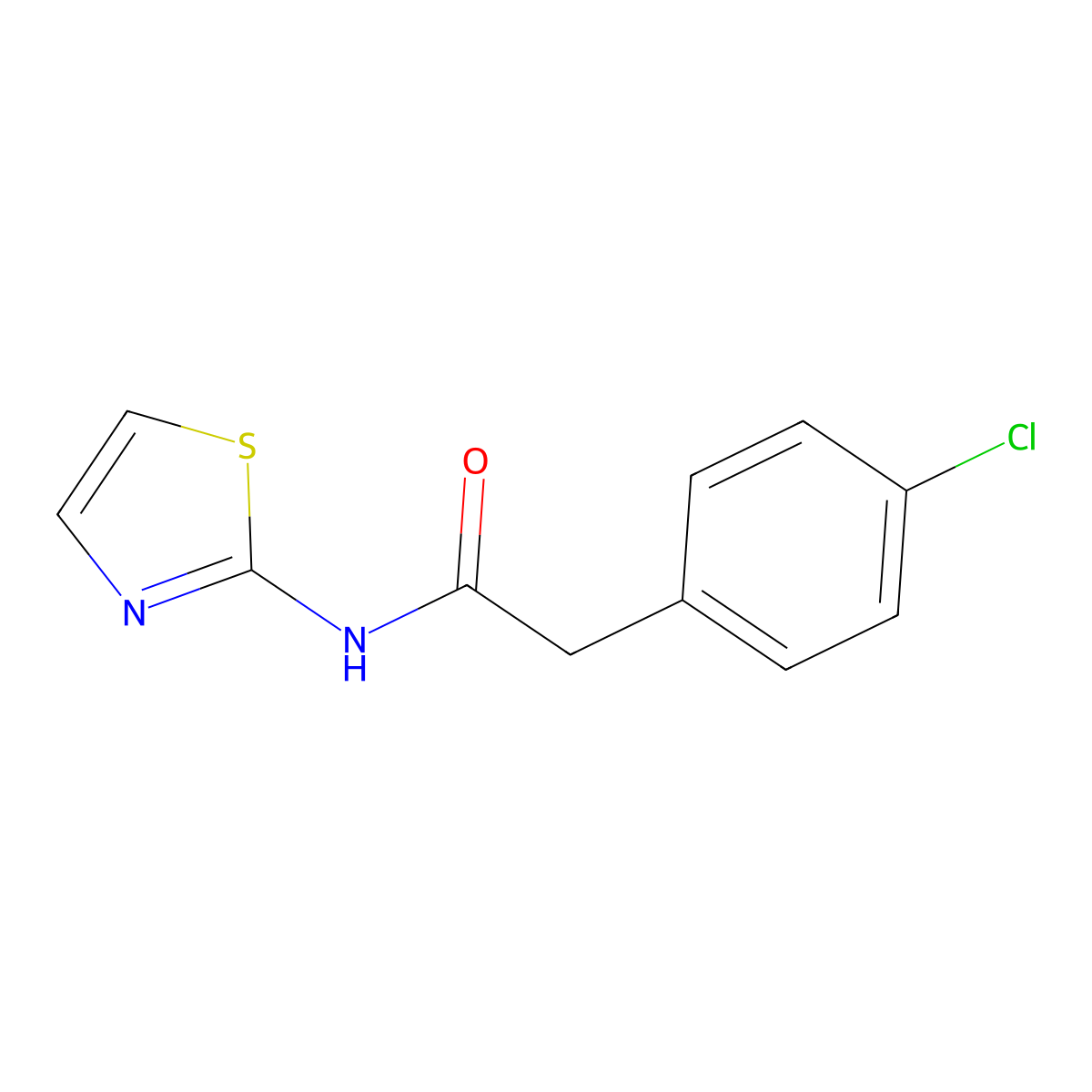 2-(4-chlorophenyl)-N-(1,3-thiazol-2-yl)acetamide molecular structure, CAS 332382-47-5