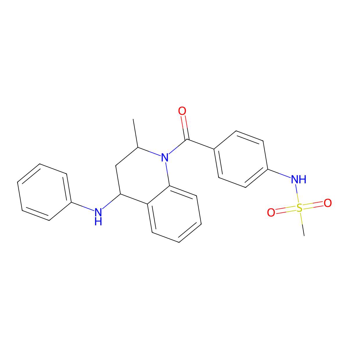 N-[4-(4-anilino-2-methyl-3,4-dihydro-2H-quinoline-1-carbonyl)phenyl]methanesulfonamide molecular structure, CAS 332382-58-8