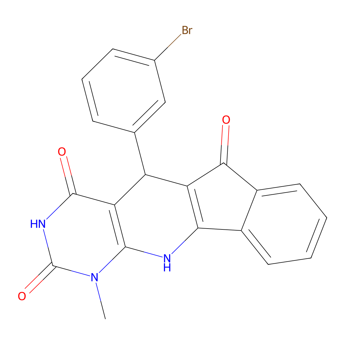 5-(3-bromophenyl)-1-methyl-5,11-dihydro-1H-indeno[2',1':5,6]pyrido[2,3-d]pyrimidine-2,4,6(3H)-trione molecular structure, CAS 332382-63-5