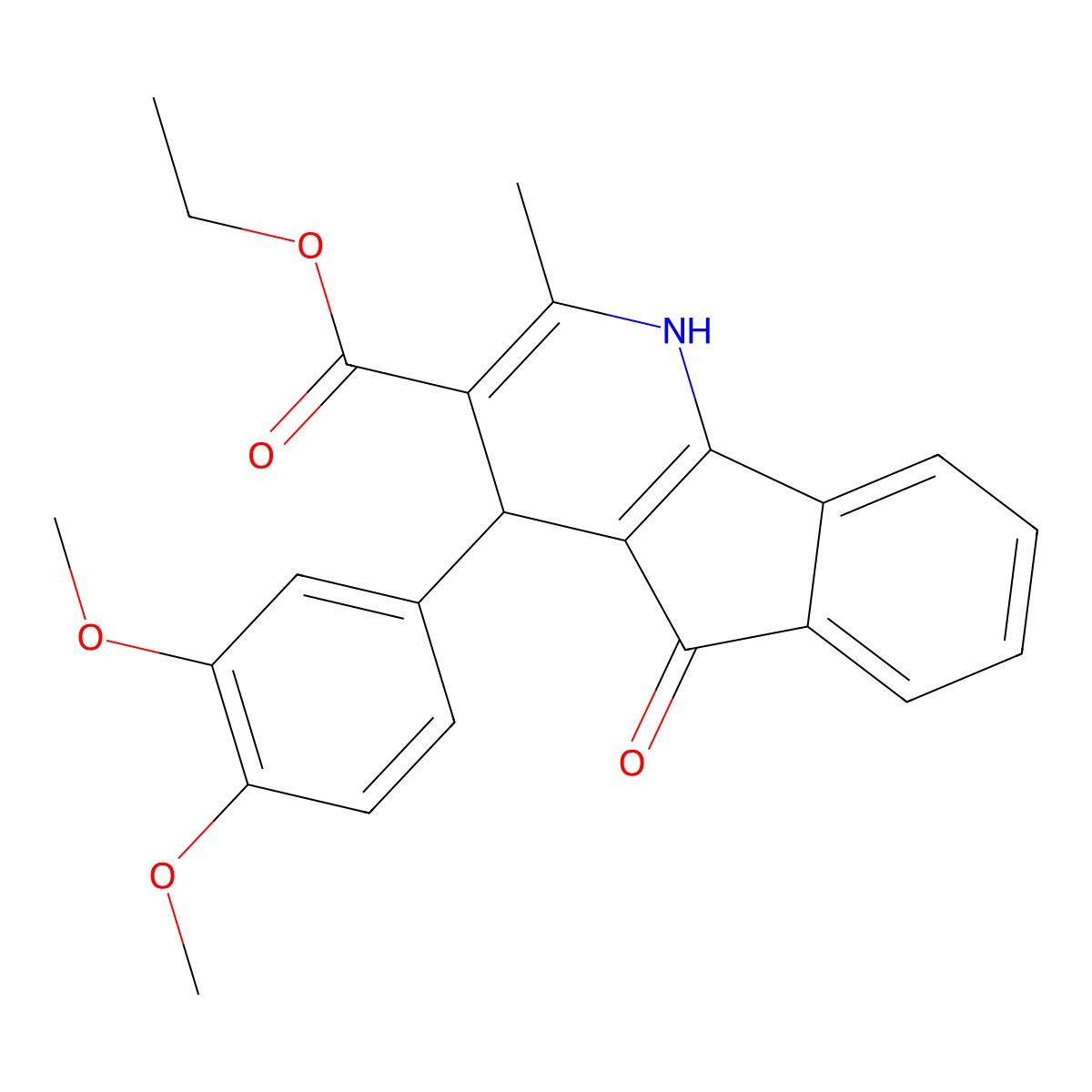 ethyl 4-(3,4-dimethoxyphenyl)-2-methyl-5-oxo-4,5-dihydro-1H-indeno[1,2-b]pyridine-3-carboxylate molecular structure, CAS 332382-76-0