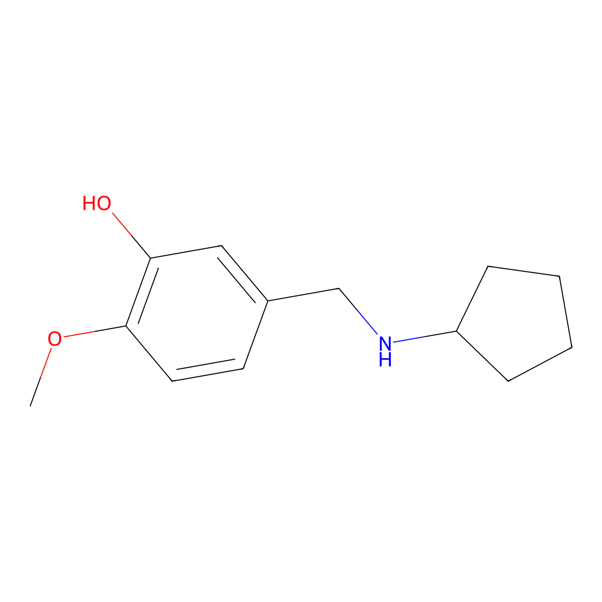 5-[(Cyclopentylamino)methyl]-2-methoxyphenol molecular structure, CAS 332382-83-9