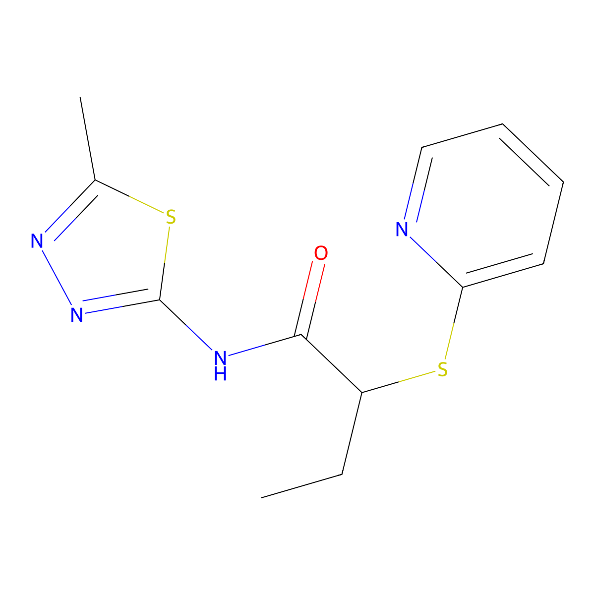 N-(5-methyl-1,3,4-thiadiazol-2-yl)-2-pyridin-2-ylsulfanylbutanamide molecular structure, CAS 332382-87-3